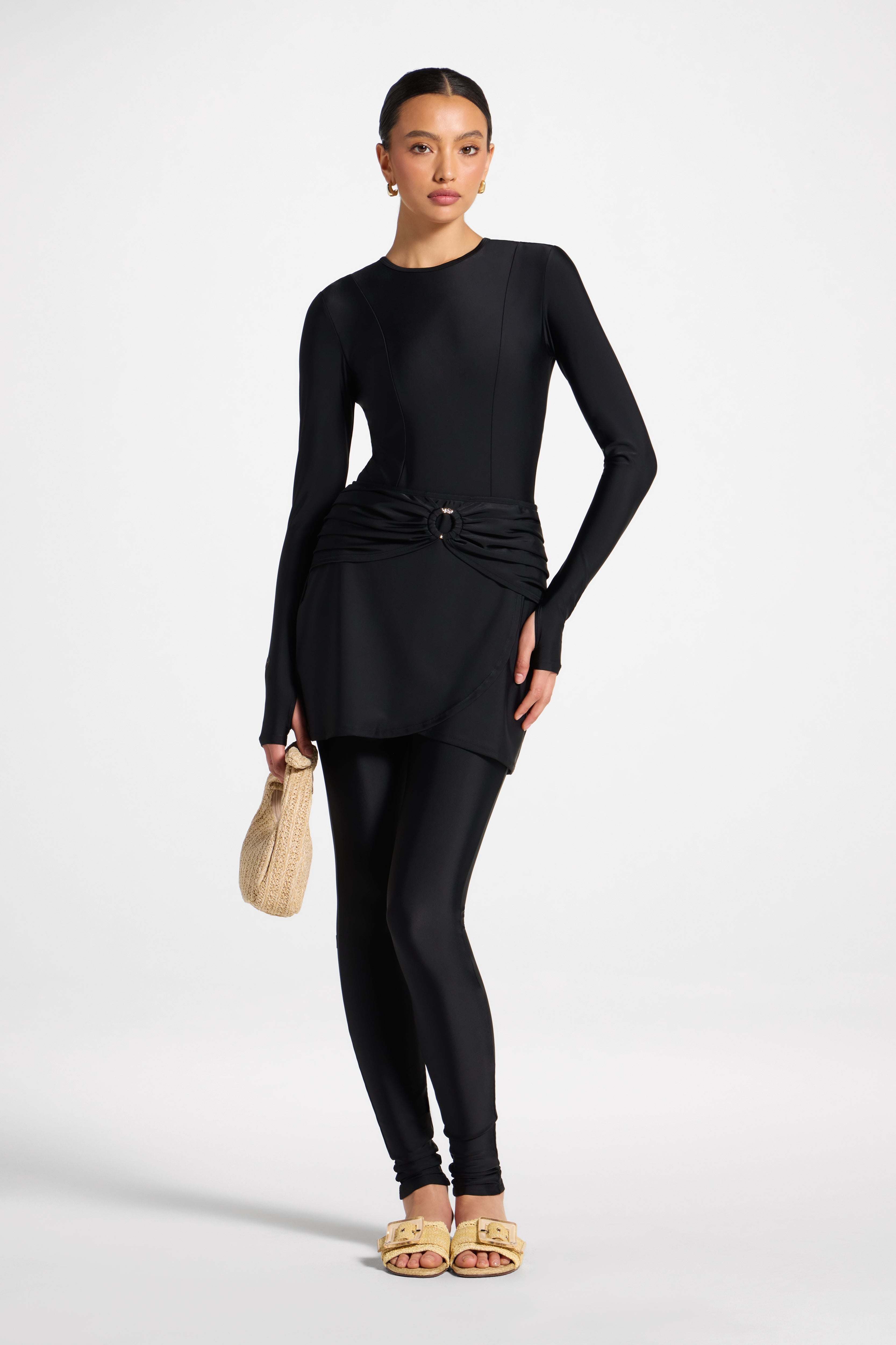 Hoop Swim Skirt - Black Swim Veiled 