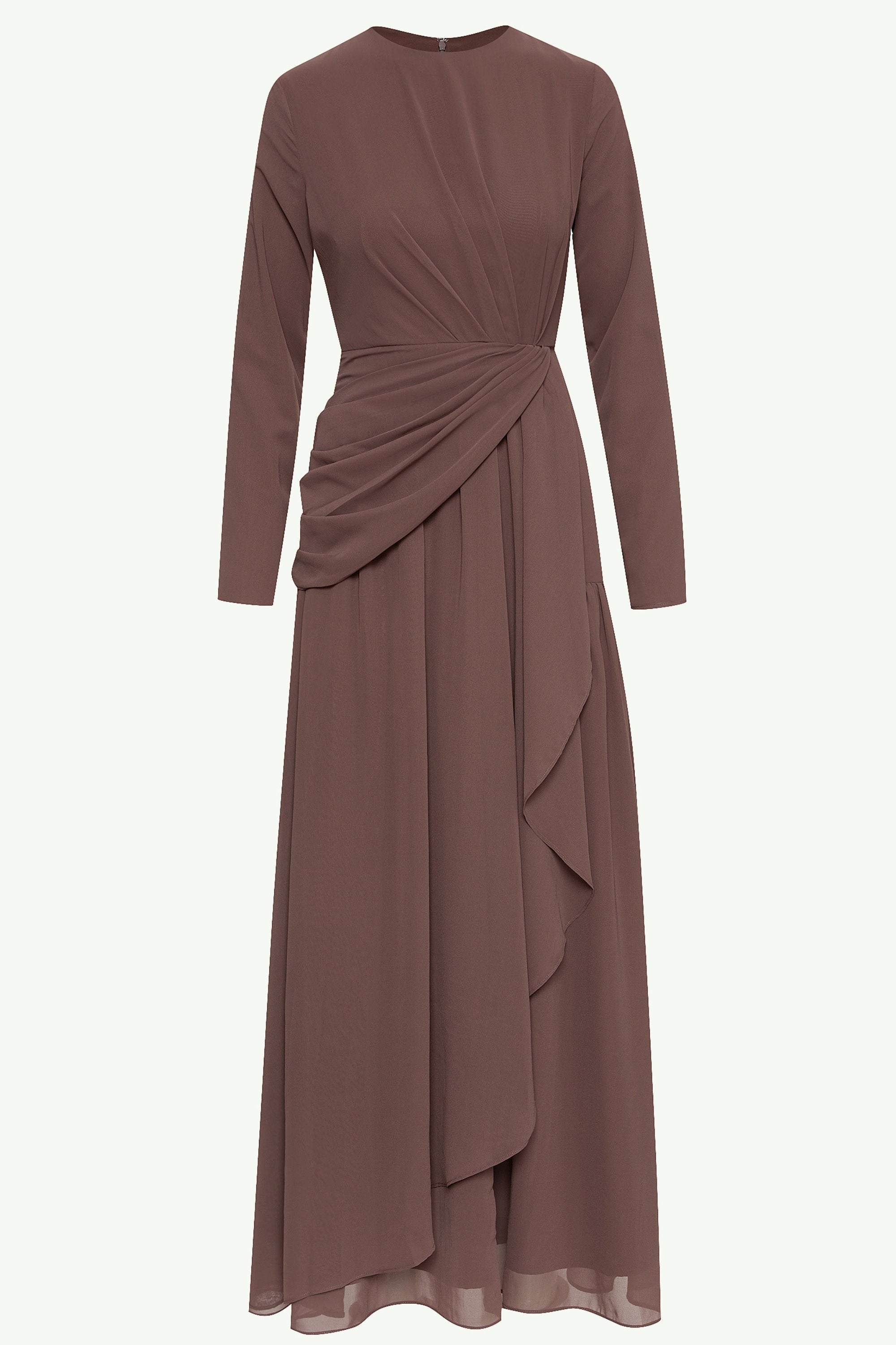 Huda Chiffon Maxi Dress - Taupe Clothing saigonodysseyhotel 