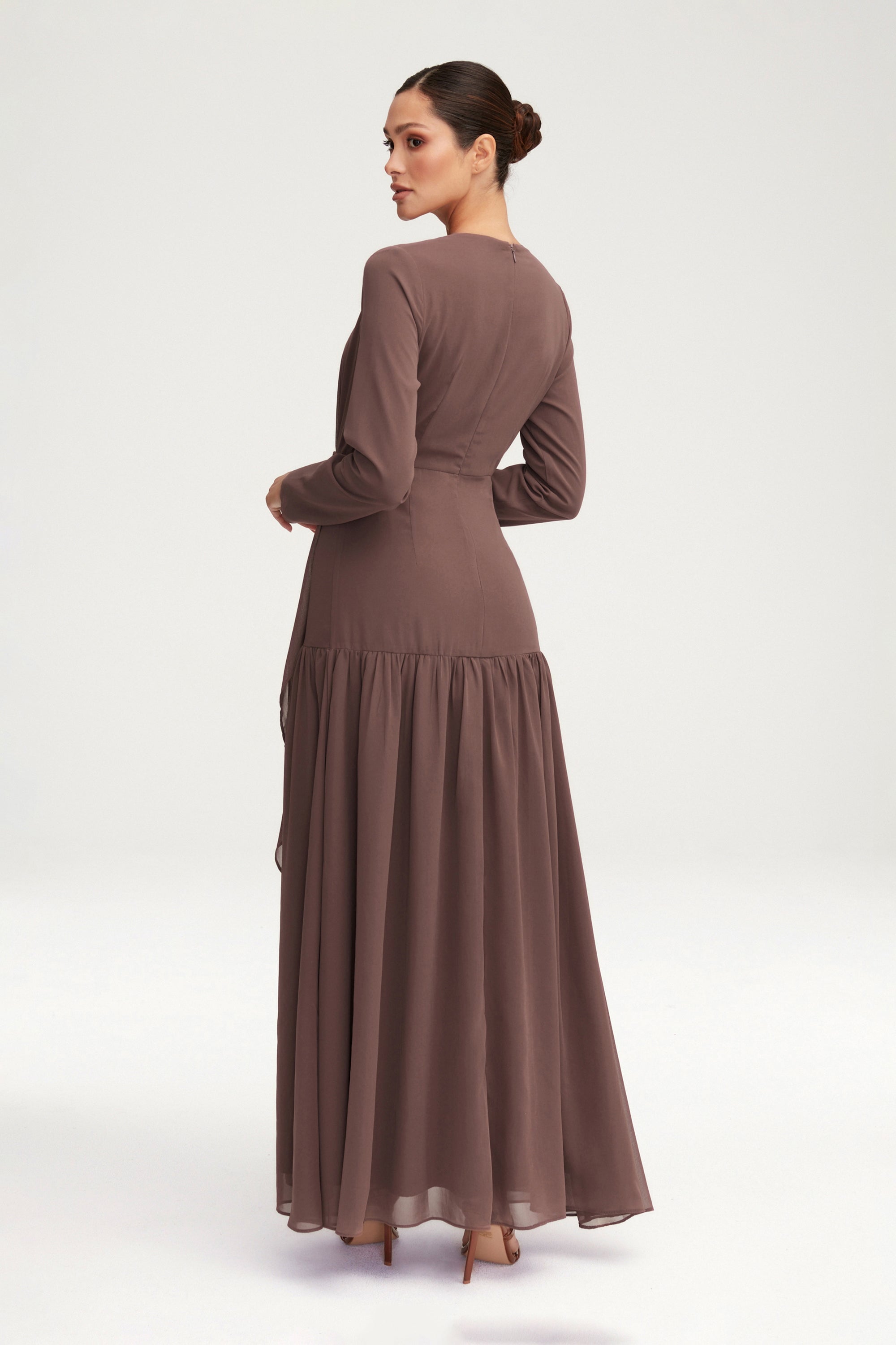 Huda Chiffon Maxi Dress - Deep Taupe