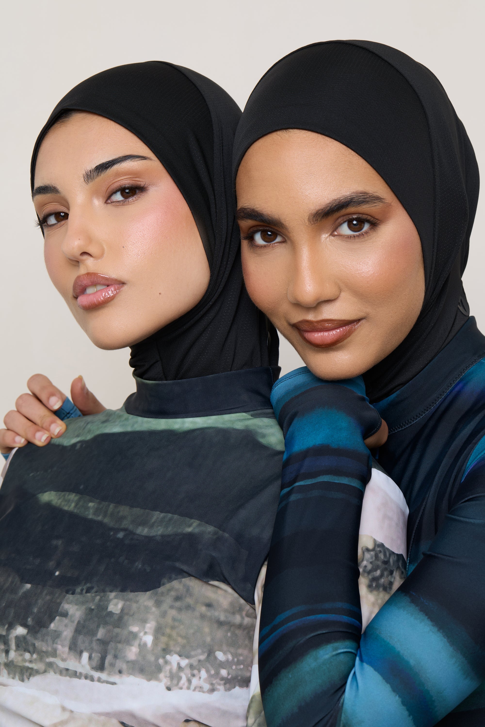 Instant Tie Back Mesh Hijab - Black Swim Veiled 
