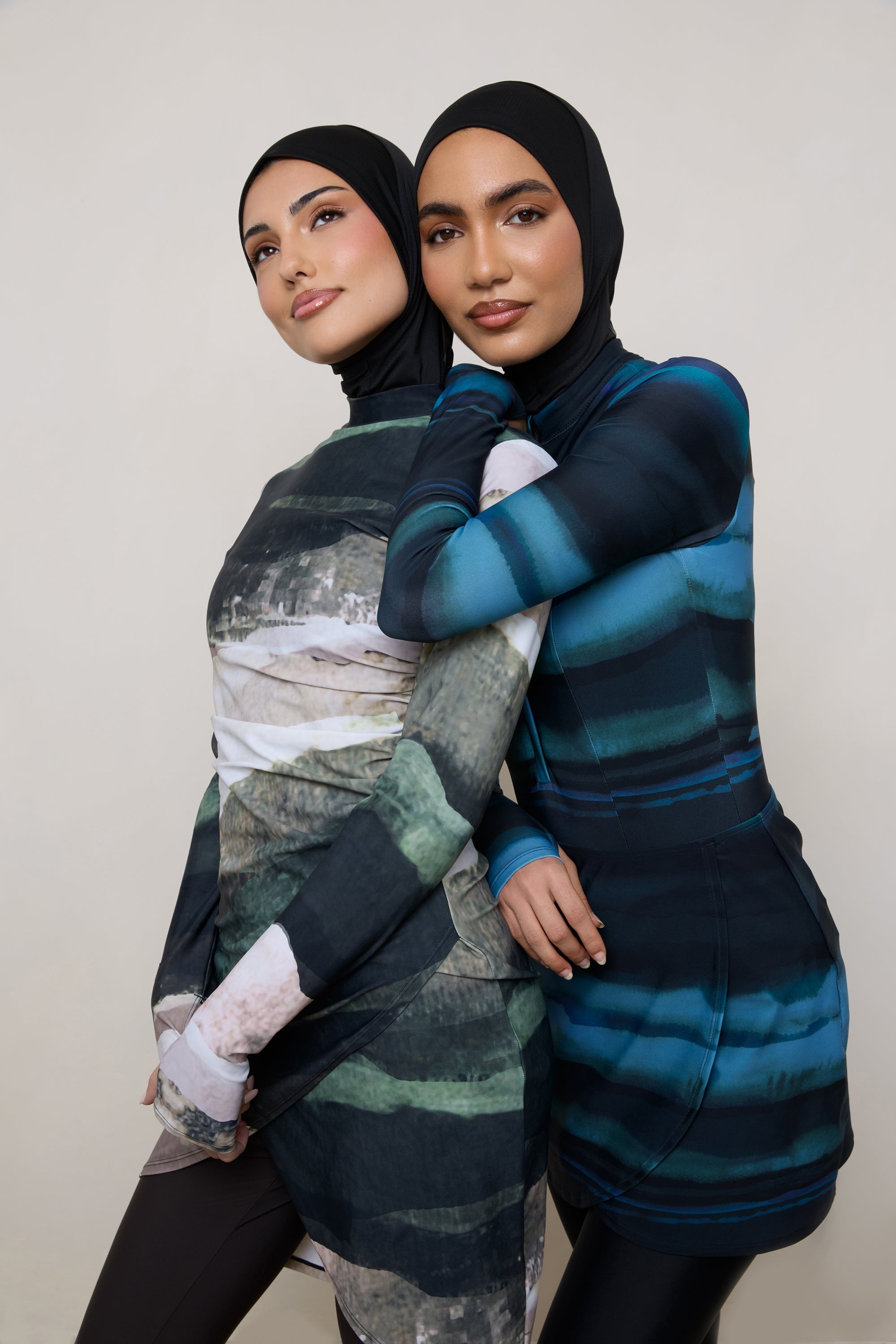 Instant Tie Back Mesh Hijab - Black Swim Veiled 