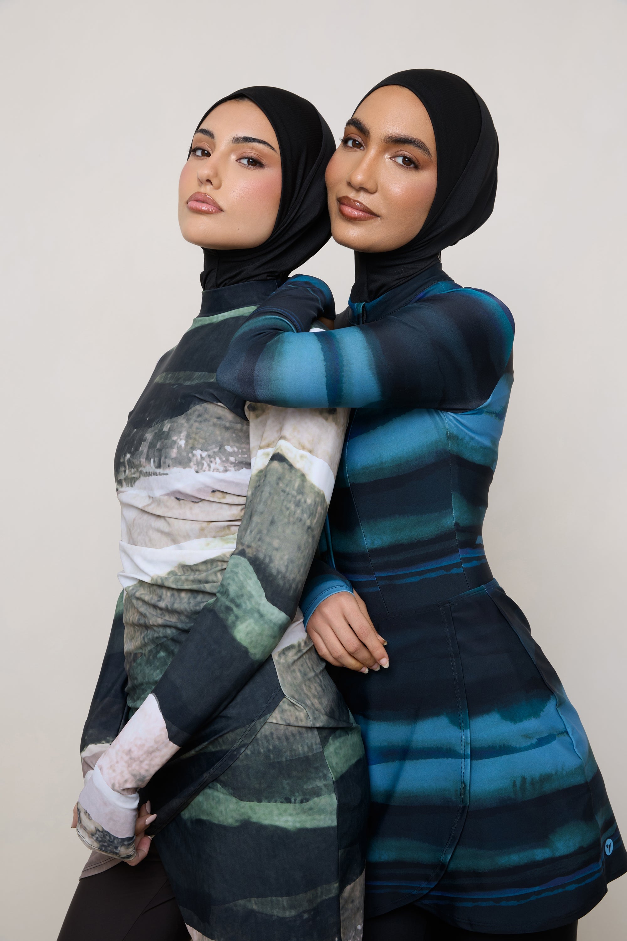Instant Tie Back Mesh Hijab - Black Swim Veiled 