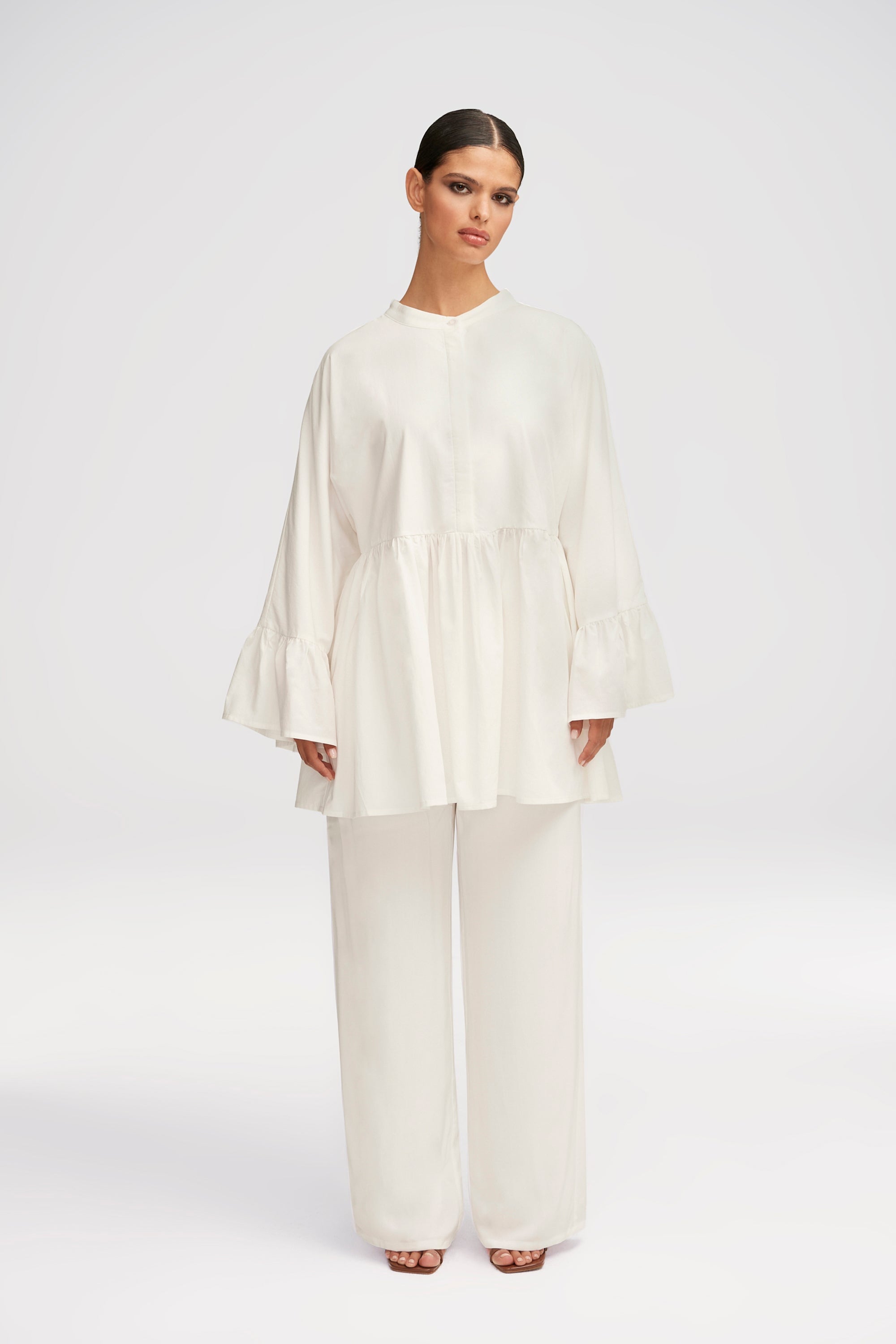 Iqra White Loose Button Down Tunic Clothing Veiled 