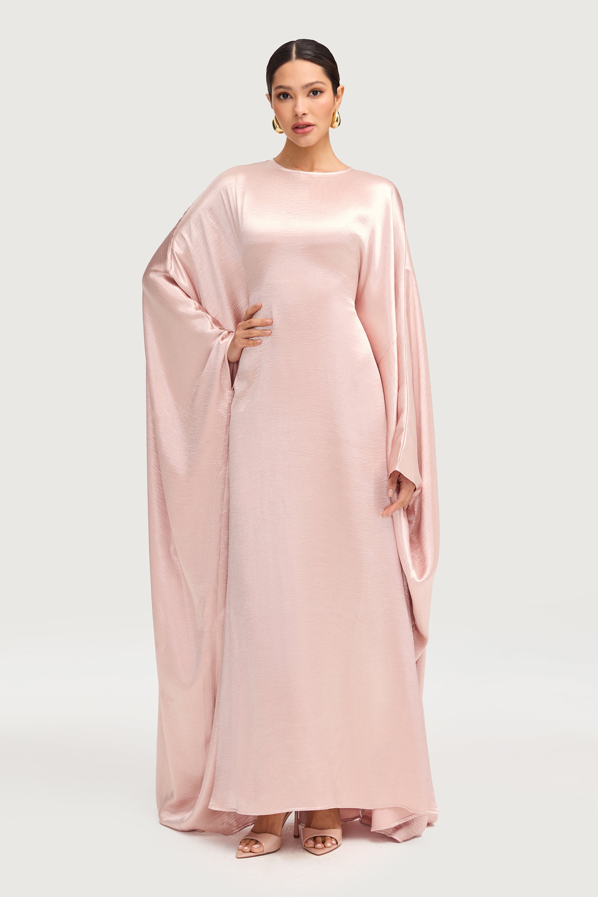 Iridescent Butterfly Inner Tie Abaya - Pink Pearl Abayas Veiled 