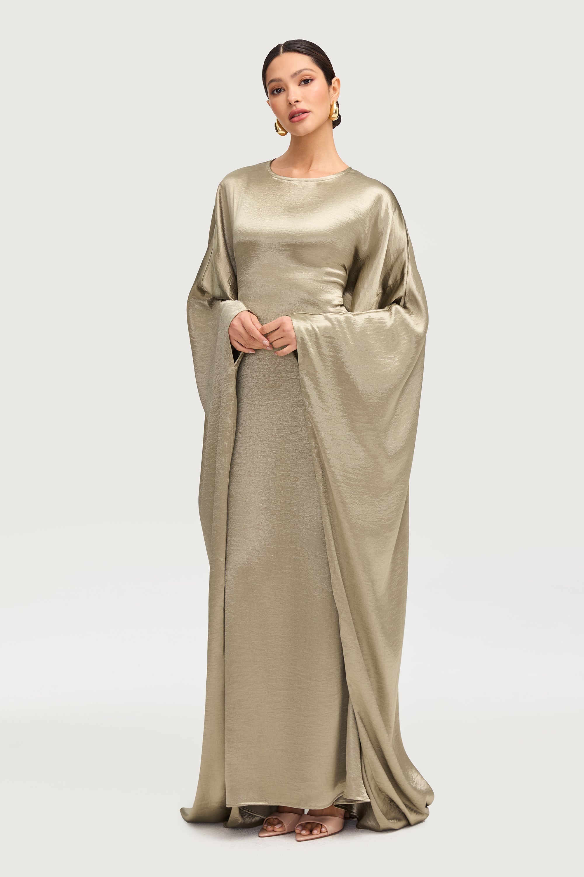 Iridescent Butterfly Inner Tie Abaya - Sage Abayas Veiled 