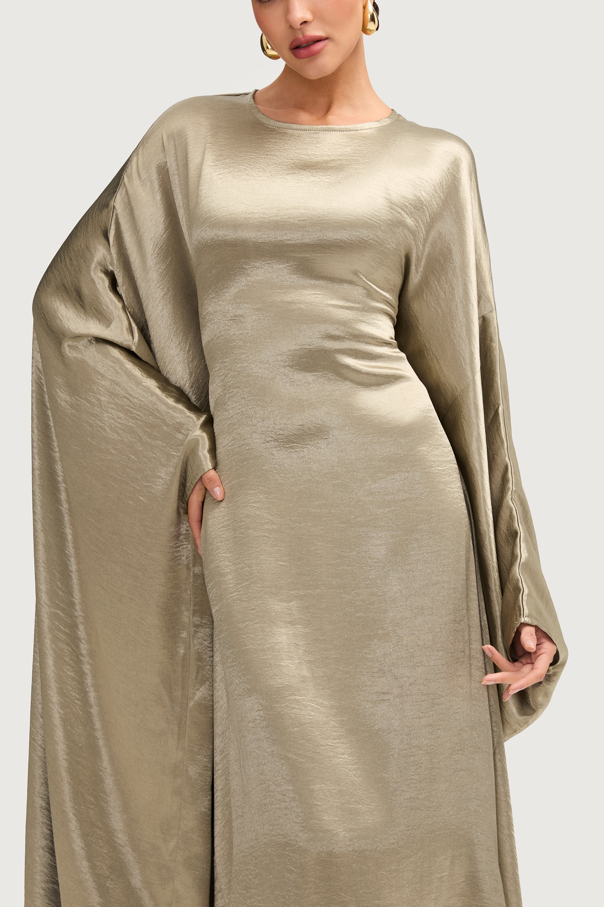 Iridescent Butterfly Inner Tie Abaya - Sage Abayas Veiled 