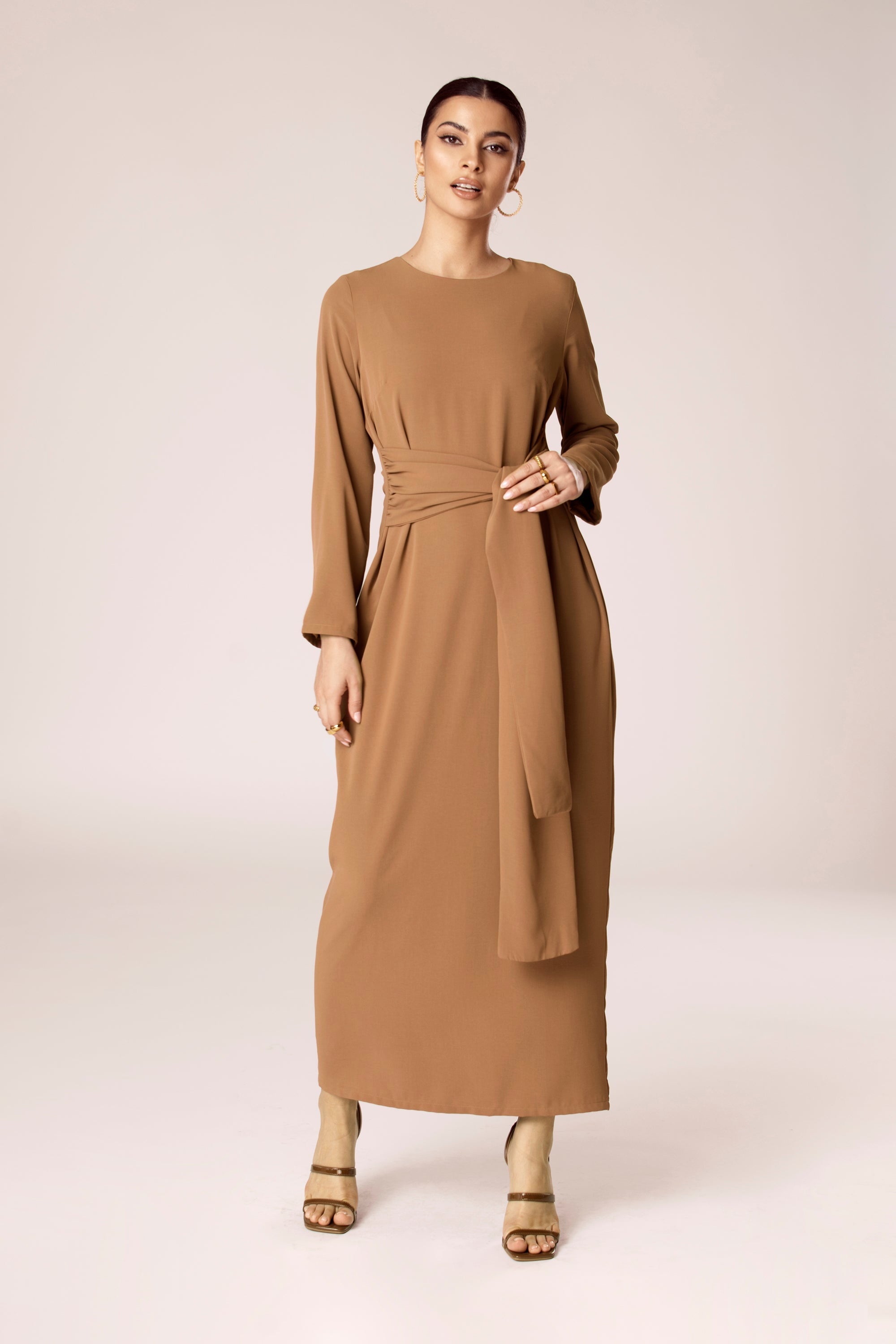 Isabella Tie Waist Maxi Dress - Dusty Peach Dresses Veiled Collection 