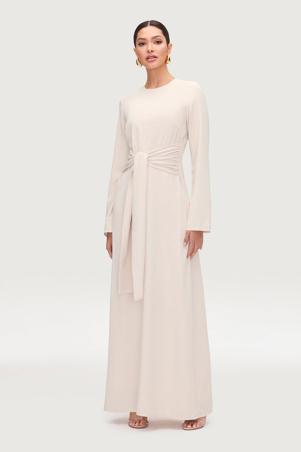 Isabella Tie Waist Maxi Dress - Stone Dresses Veiled Collection 