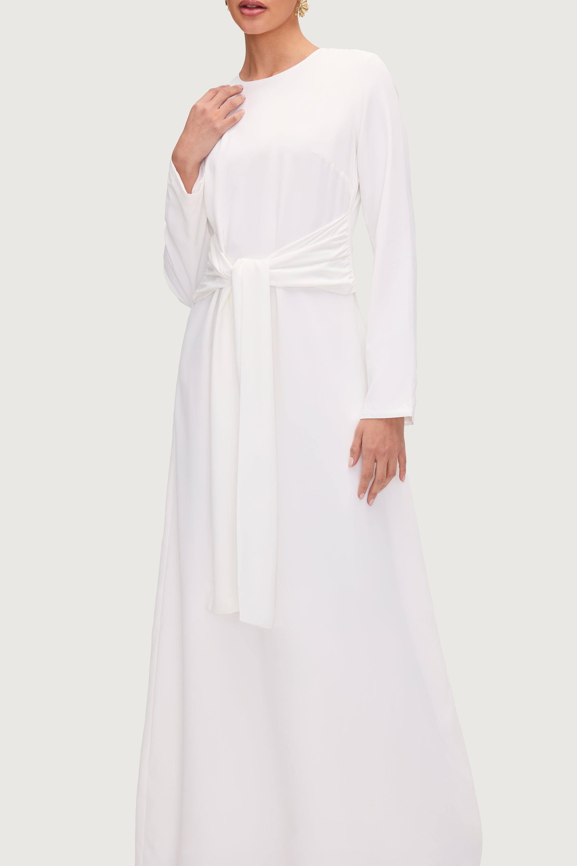 Isabella Tie Waist Maxi Dress - White Dresses Veiled Collection 