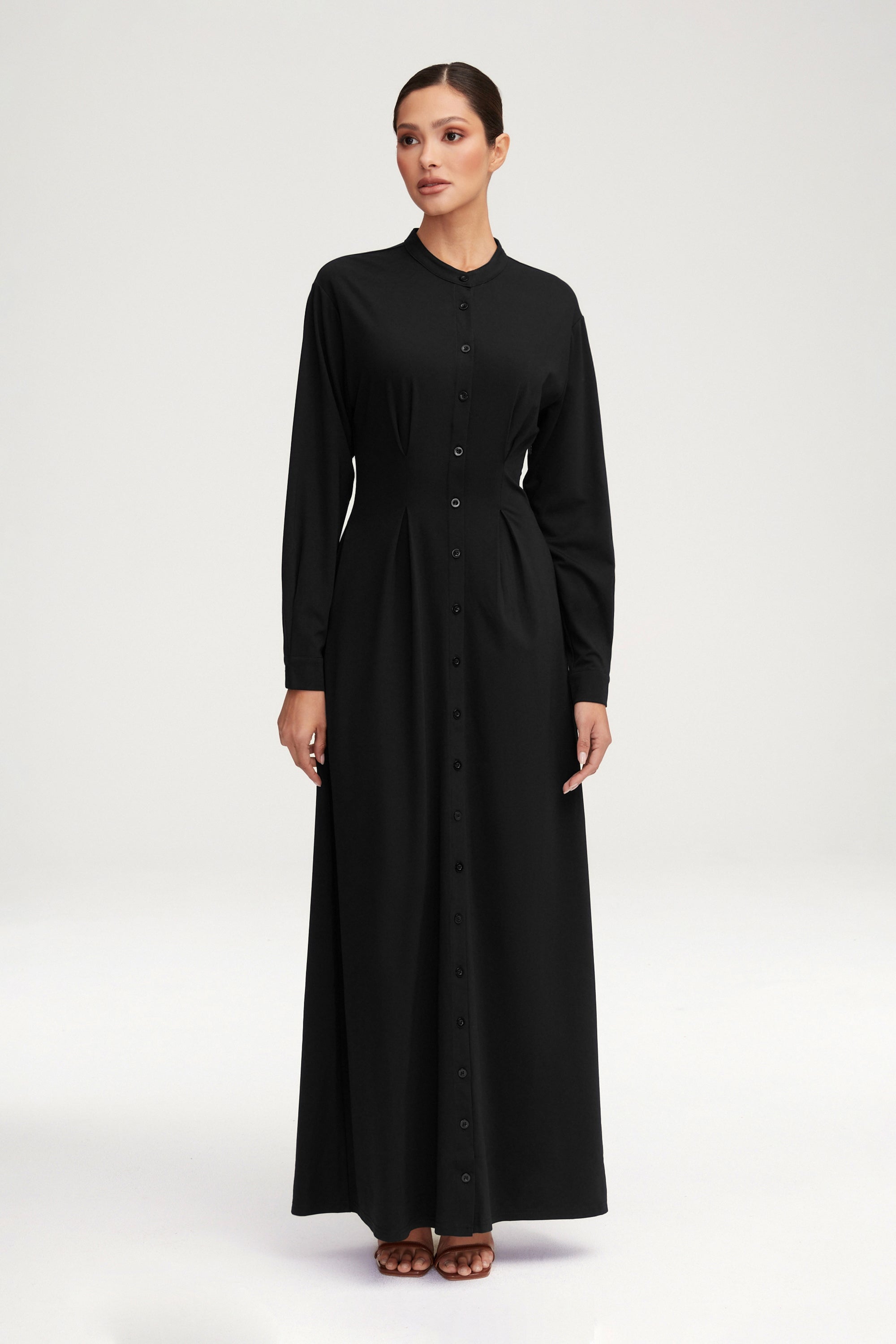 Ivy Jersey Button Down Maxi Dress - Black Clothing Veiled 