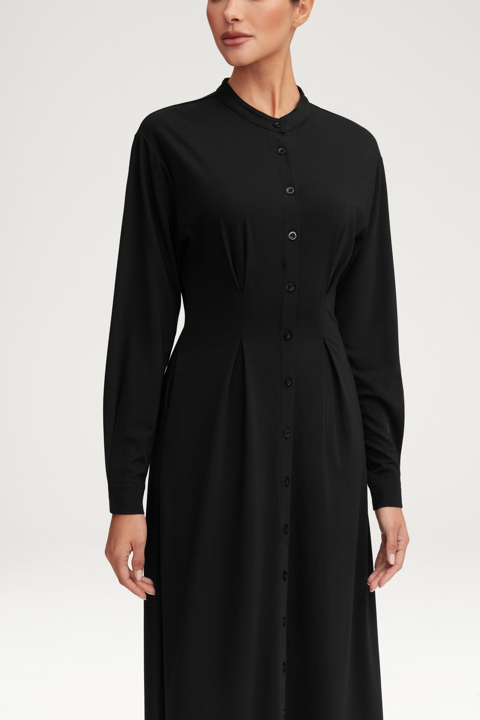 Ivy Jersey Button Down Maxi Dress - Black Clothing Veiled 