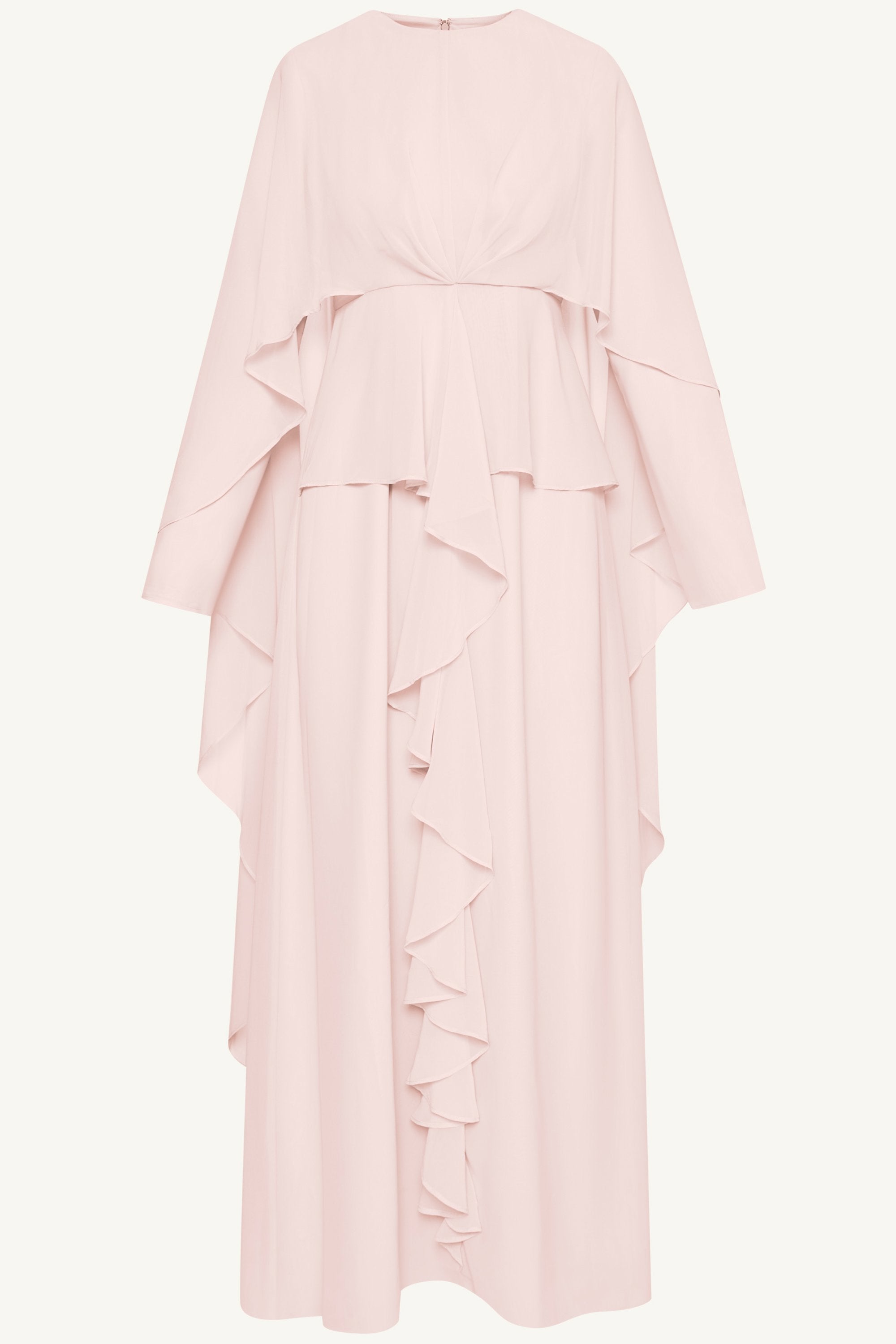 Jeanette Cascade Cape Maxi Dress - Pearl Dresses Veiled 