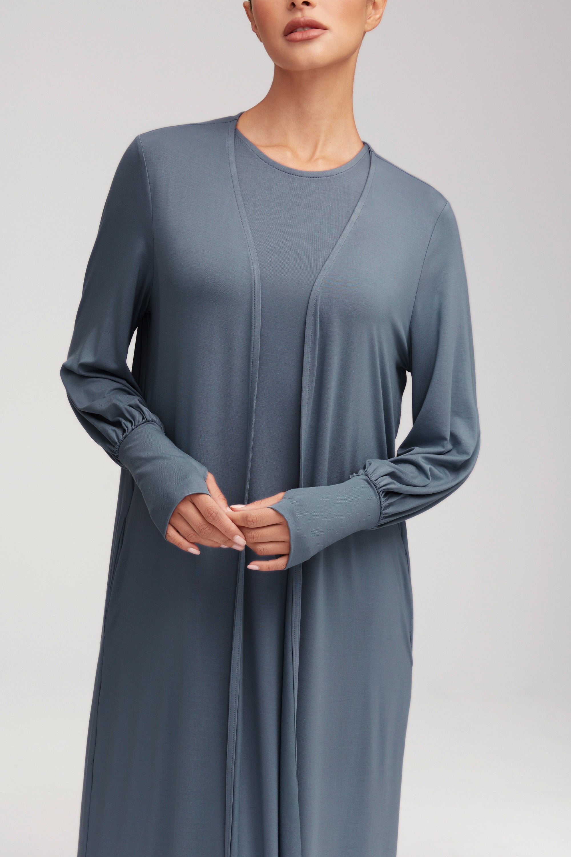 Jenin Jersey Open Abaya - Dusk Clothing Veiled 