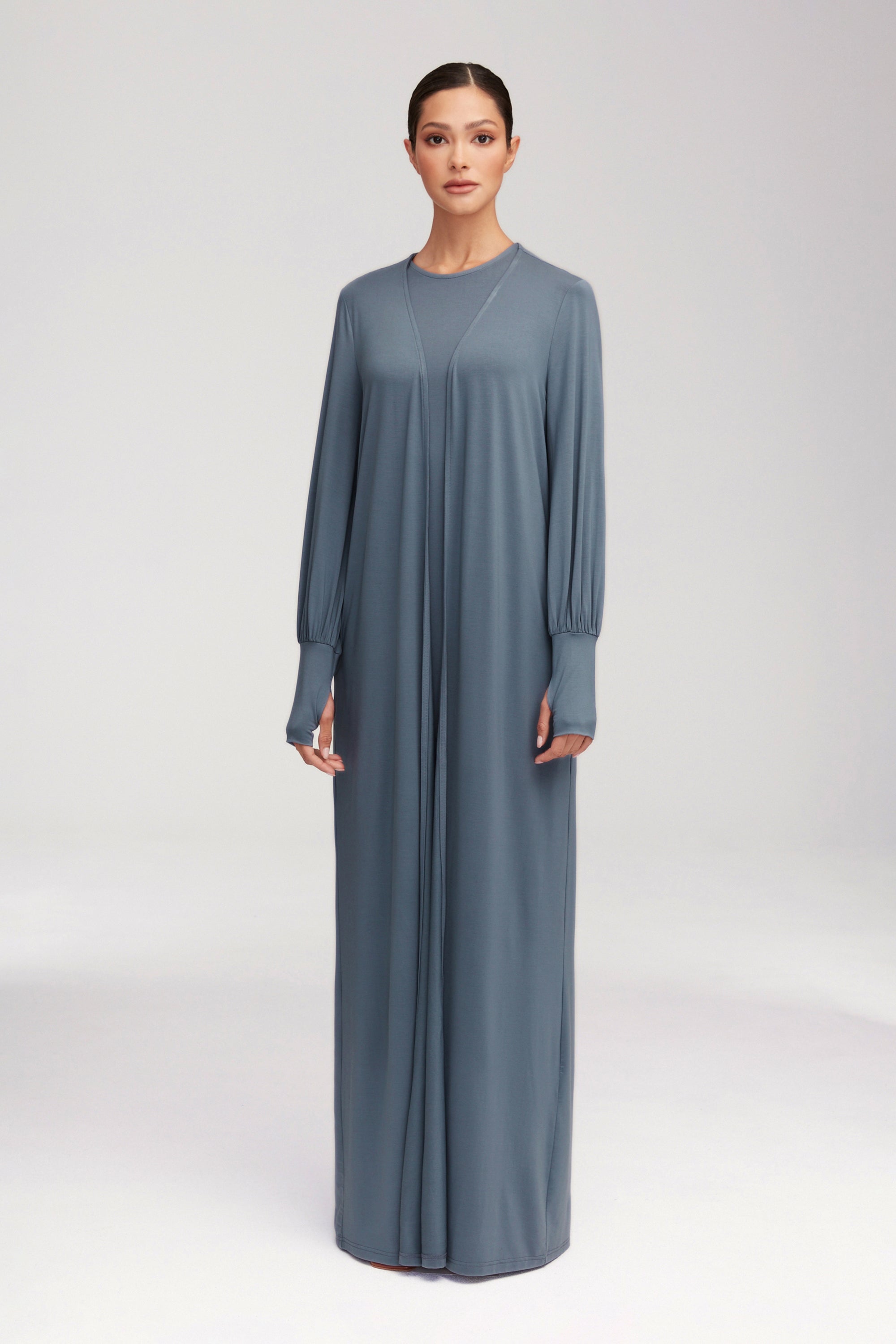 Jenin Jersey Open Abaya - Dusk Clothing Veiled 