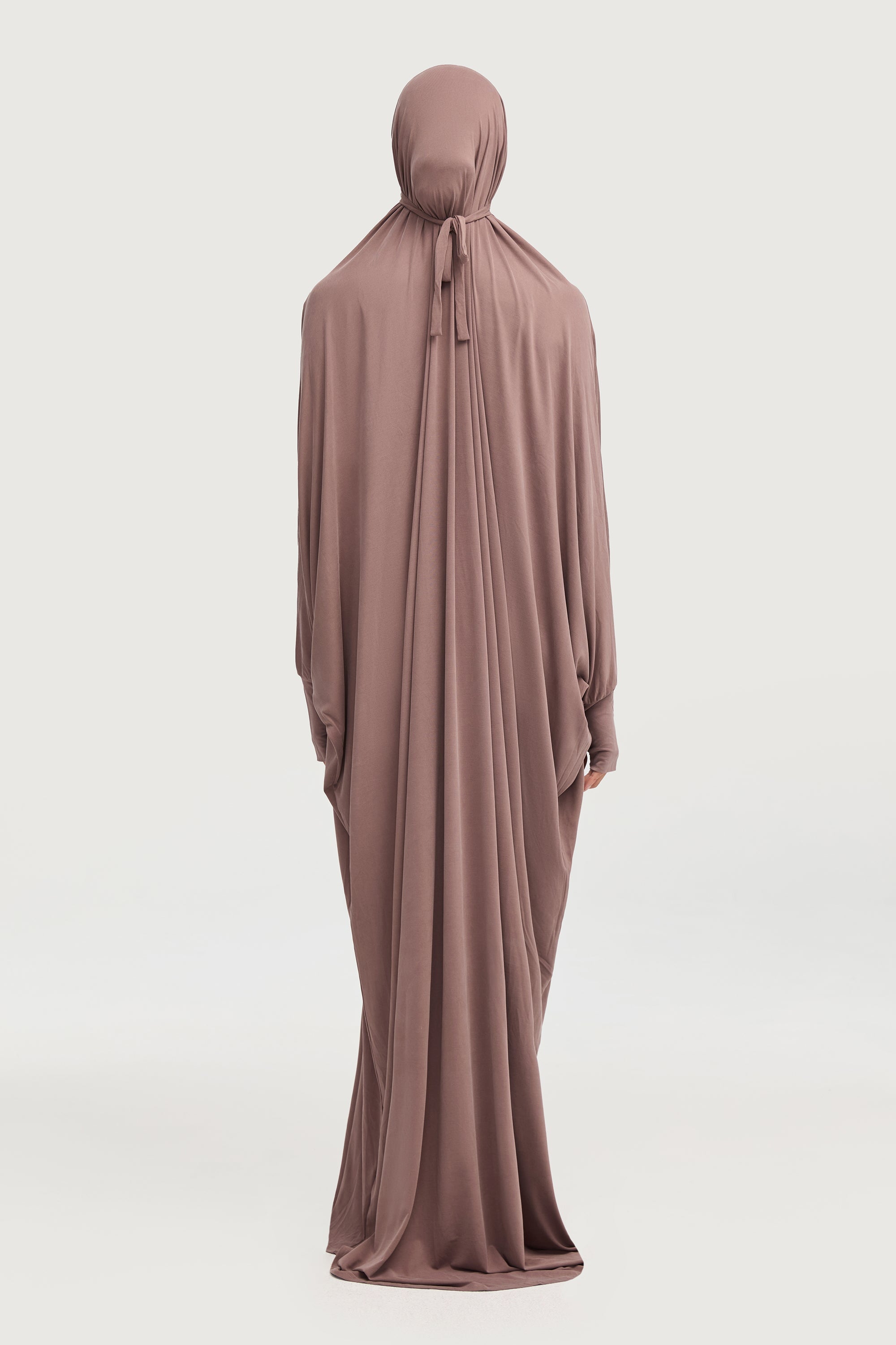 Jersey Cupro Prayer Jilbab Abaya - Deep Taupe Abayas Veiled Collection 