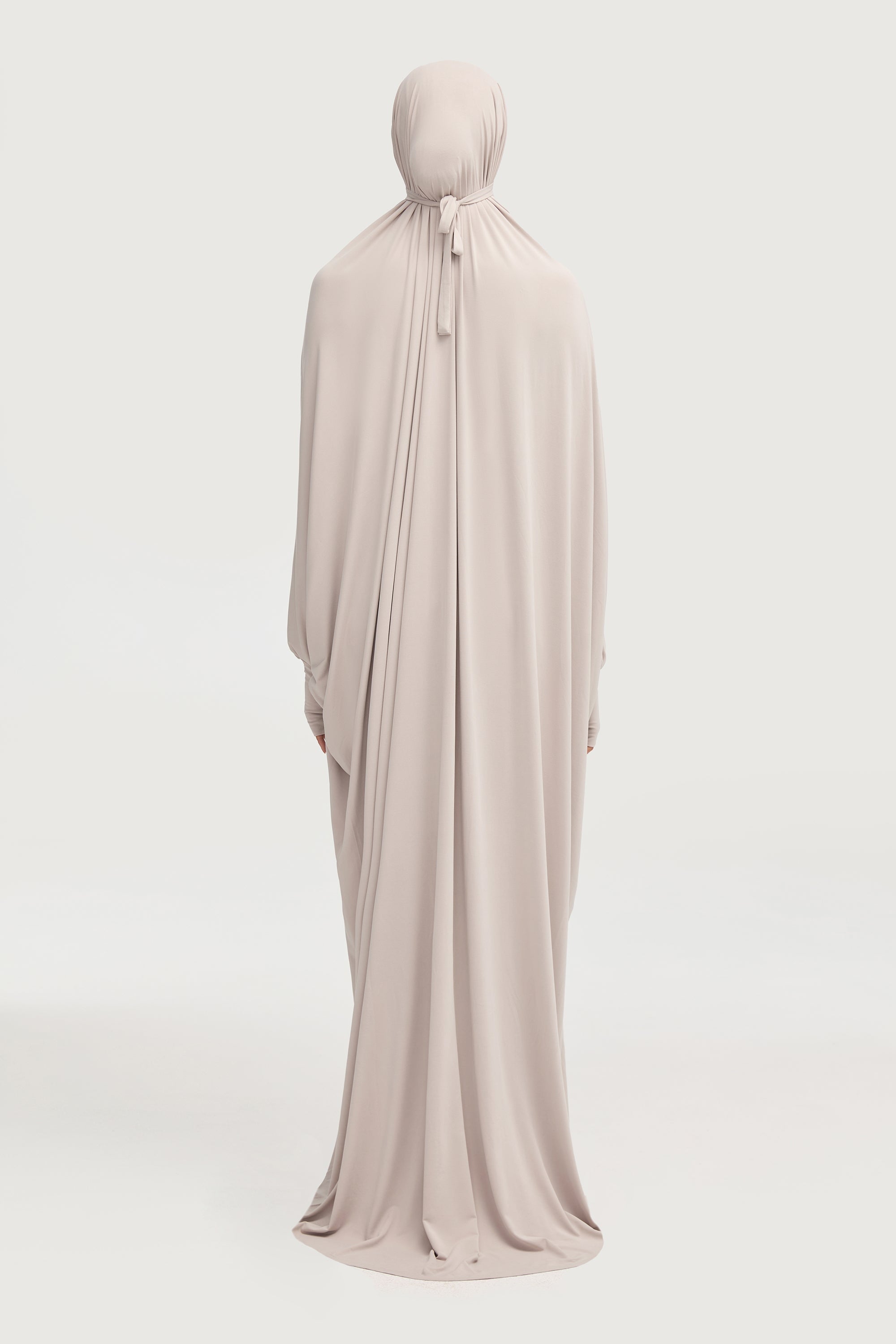 Jersey Cupro Prayer Jilbab Abaya - Stone Abayas Veiled Collection 