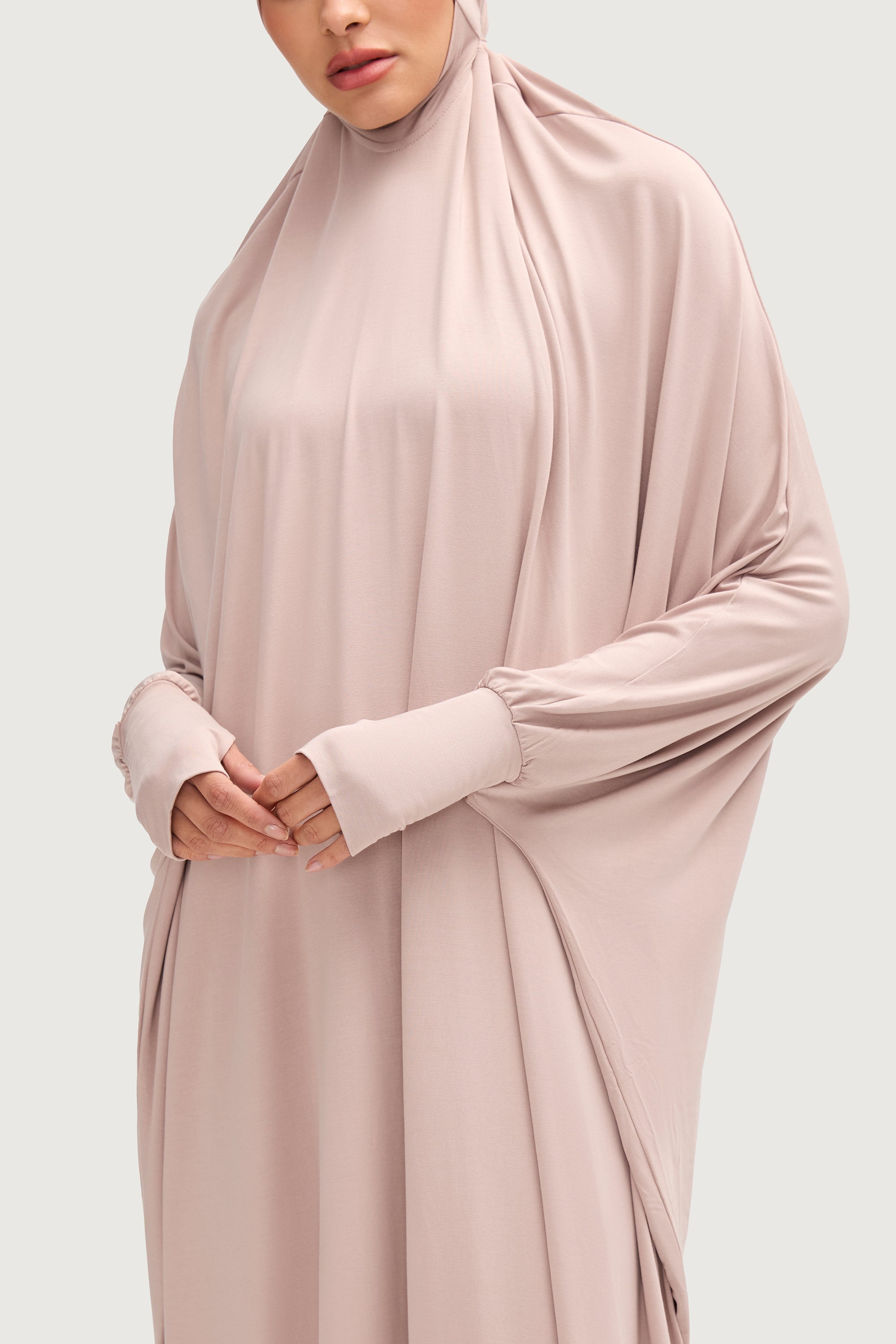 Jersey Cupro Prayer Jilbab & Skirt Set - Mink Sets Veiled Collection 