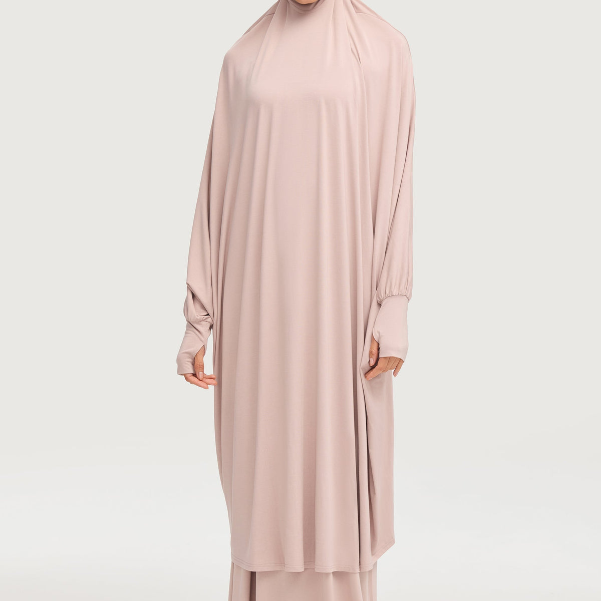 Jersey Cupro Prayer Jilbab & Skirt Set - Mink XS-M