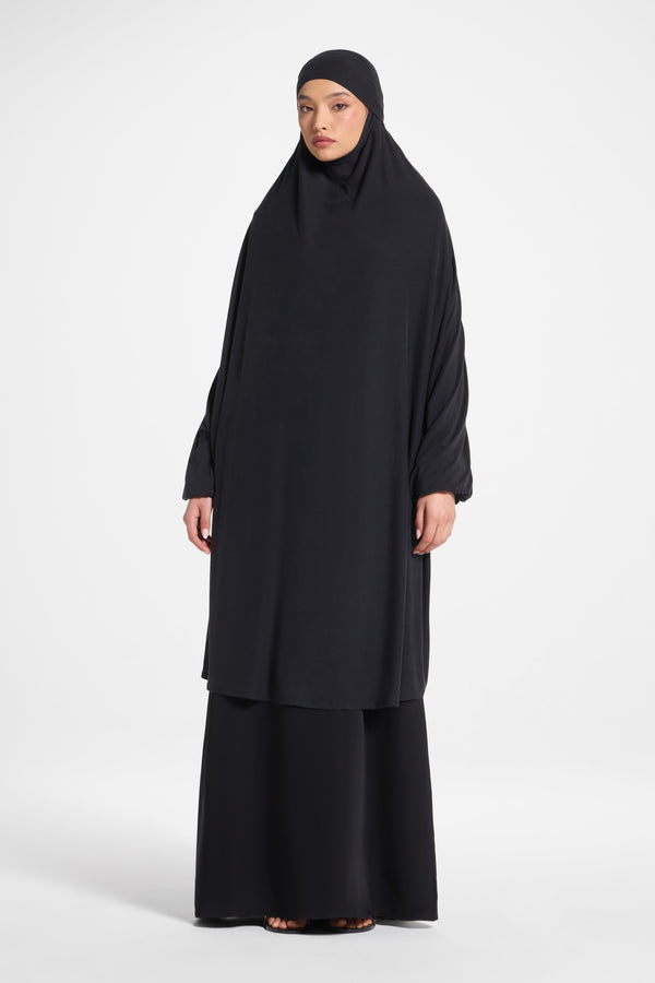 Jersey Jilbab Prayer Top - Black Abayas Veiled 