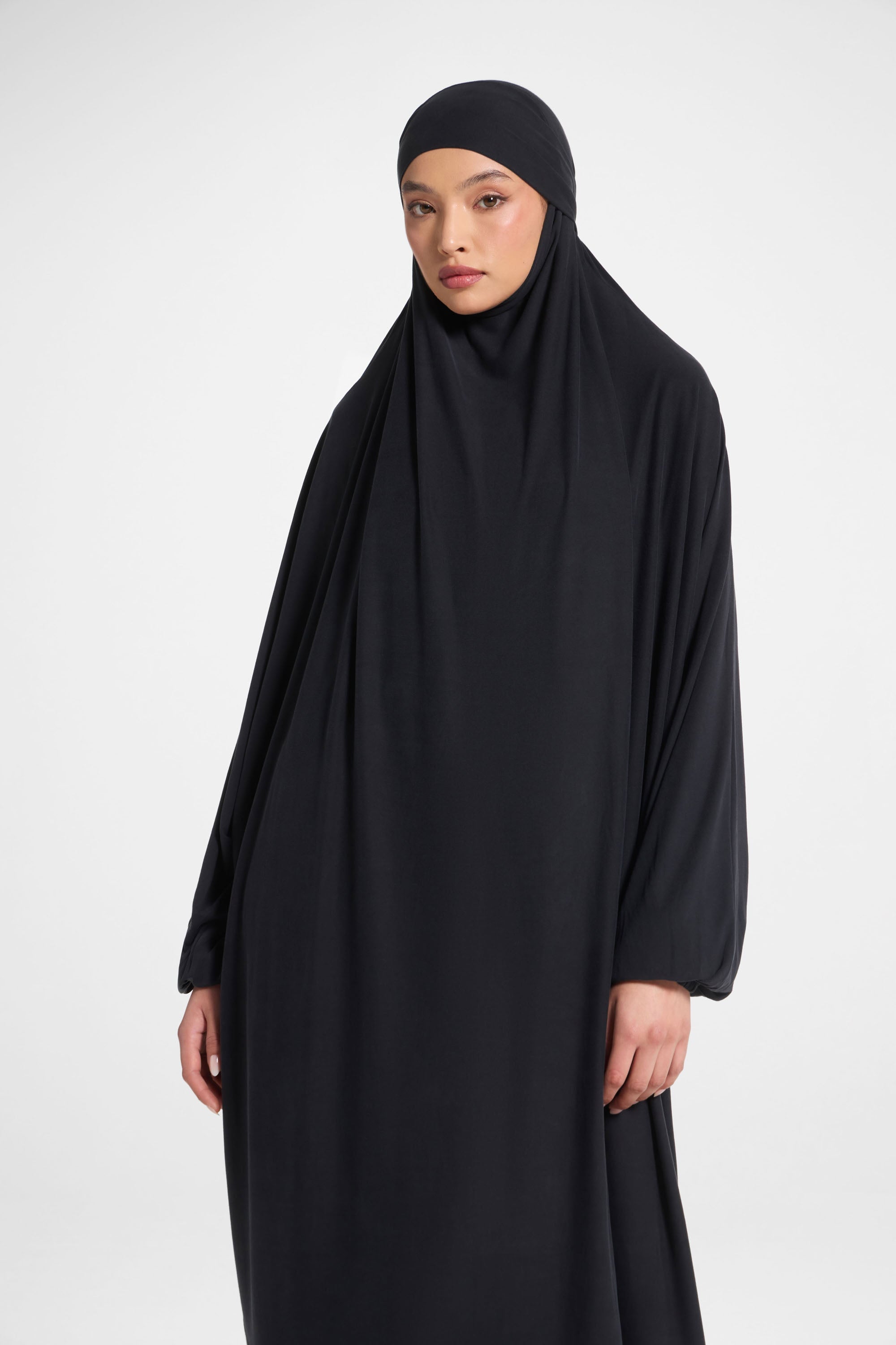 Jersey Jilbab Prayer Top - Black Abayas Veiled 