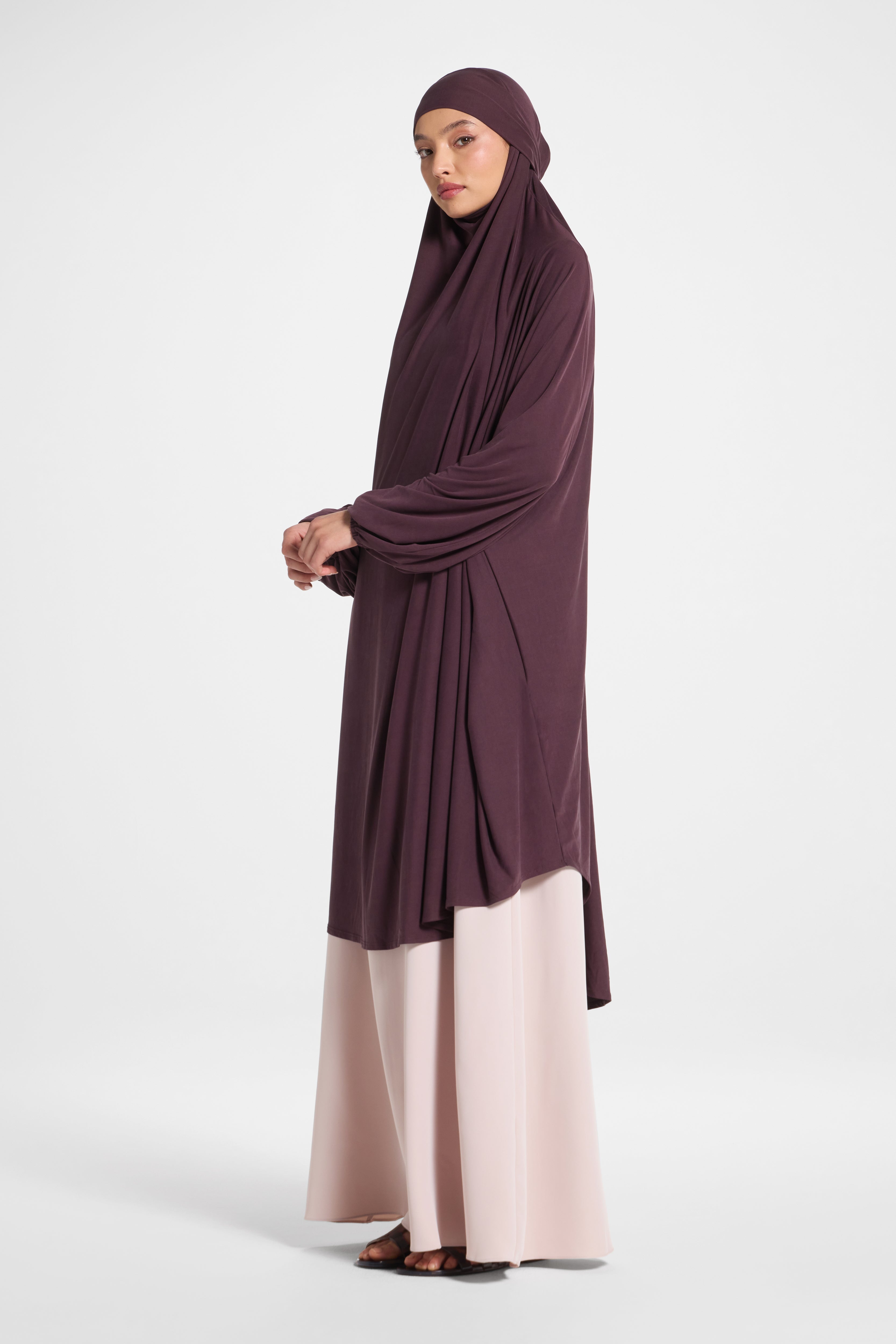 Jersey Jilbab Prayer Top - Plum Abayas Veiled 