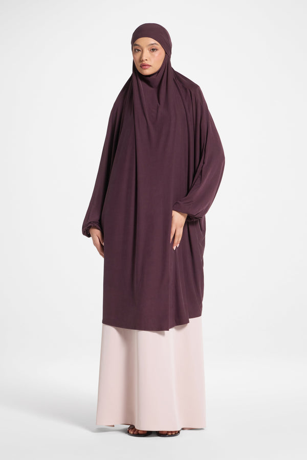 Jersey Jilbab Prayer Top - Plum Abayas Veiled 