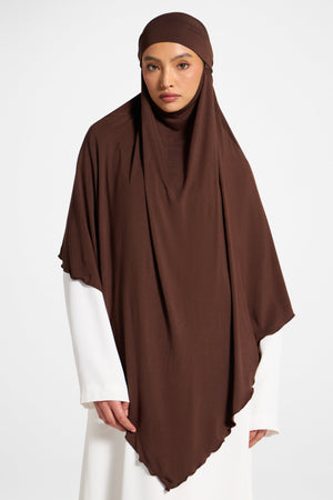 Jersey Khimar Hijab - Chocolate