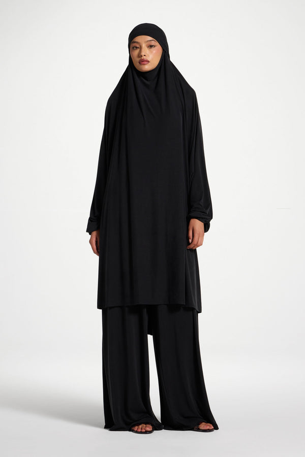 Jersey Prayer Top & Pants Set - Black Abayas Veiled 