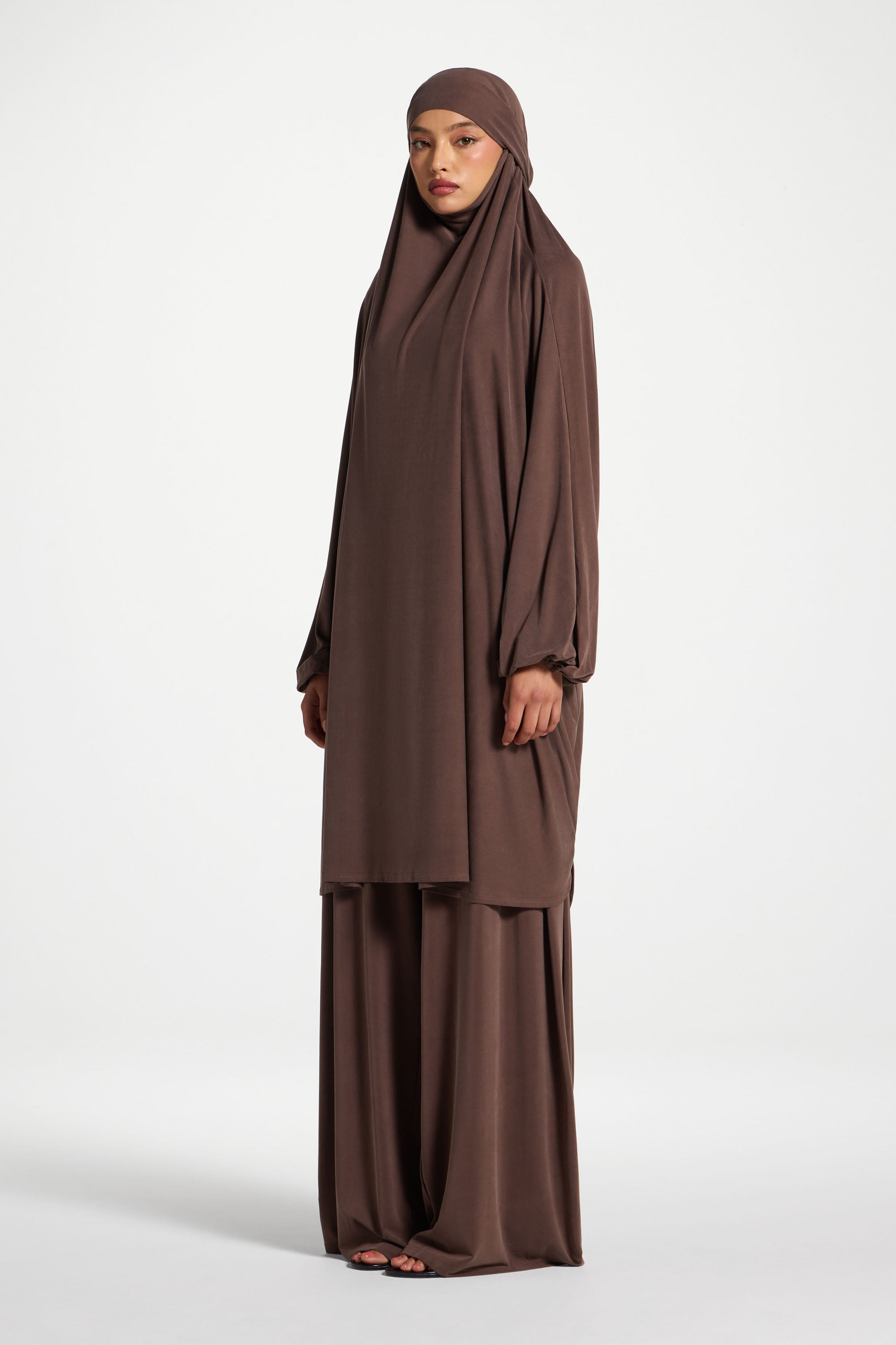 Jersey Prayer Top & Pants Set - Coffee Quartz Abayas Veiled 