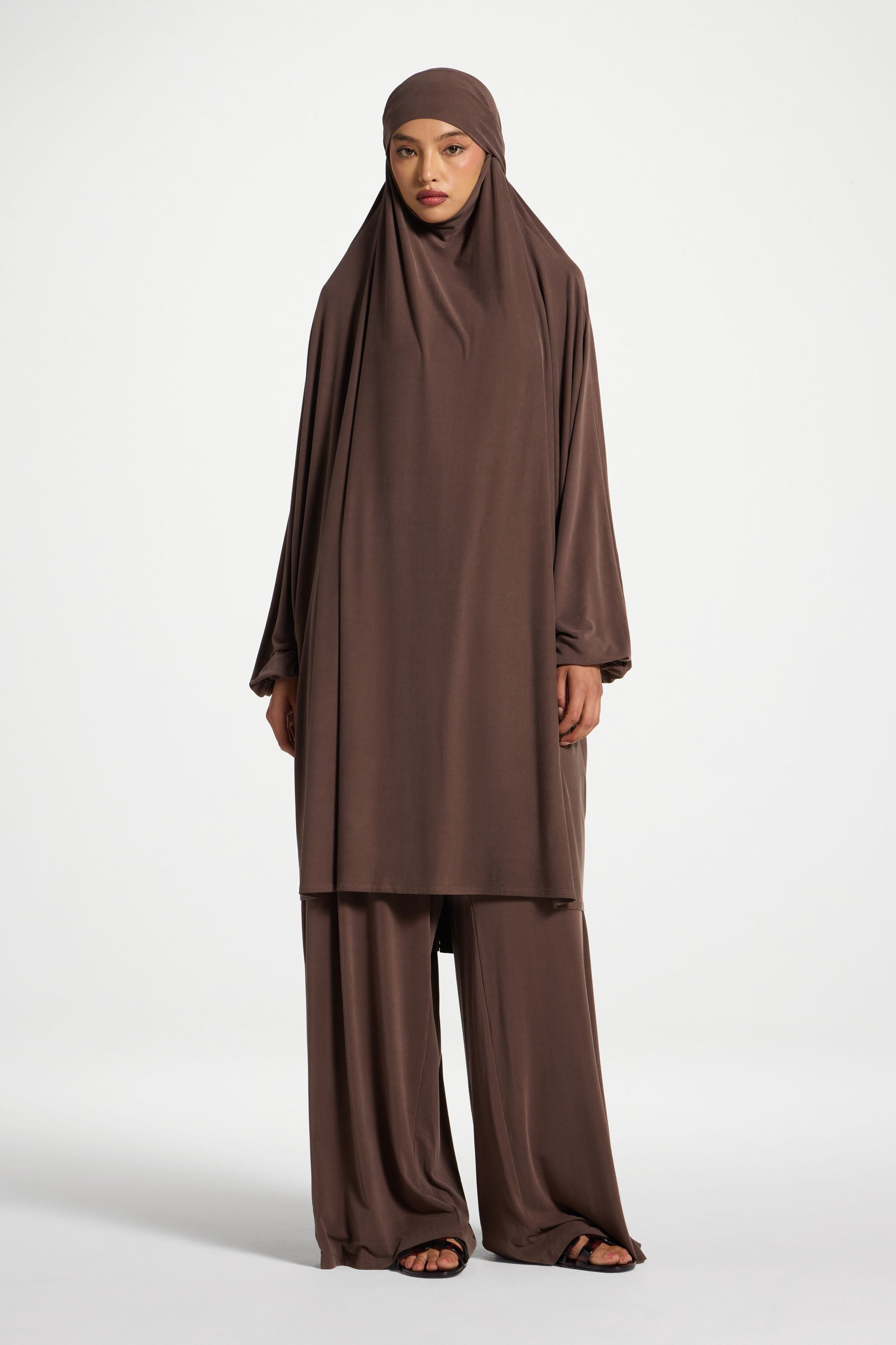 Jersey Prayer Top & Pants Set - Coffee Quartz Abayas Veiled 