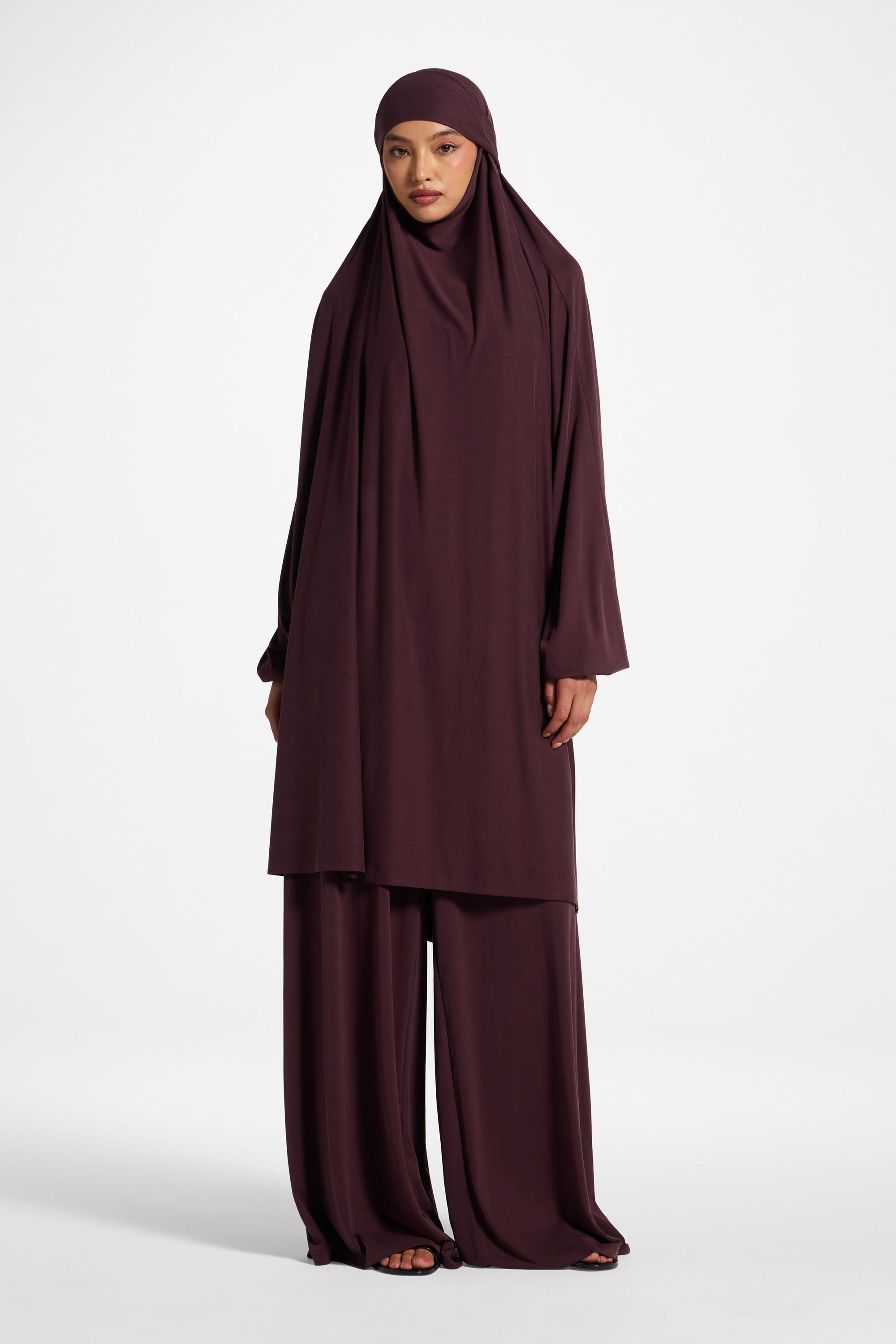 Jersey Prayer Top & Pants Set - Plum Abayas Veiled 