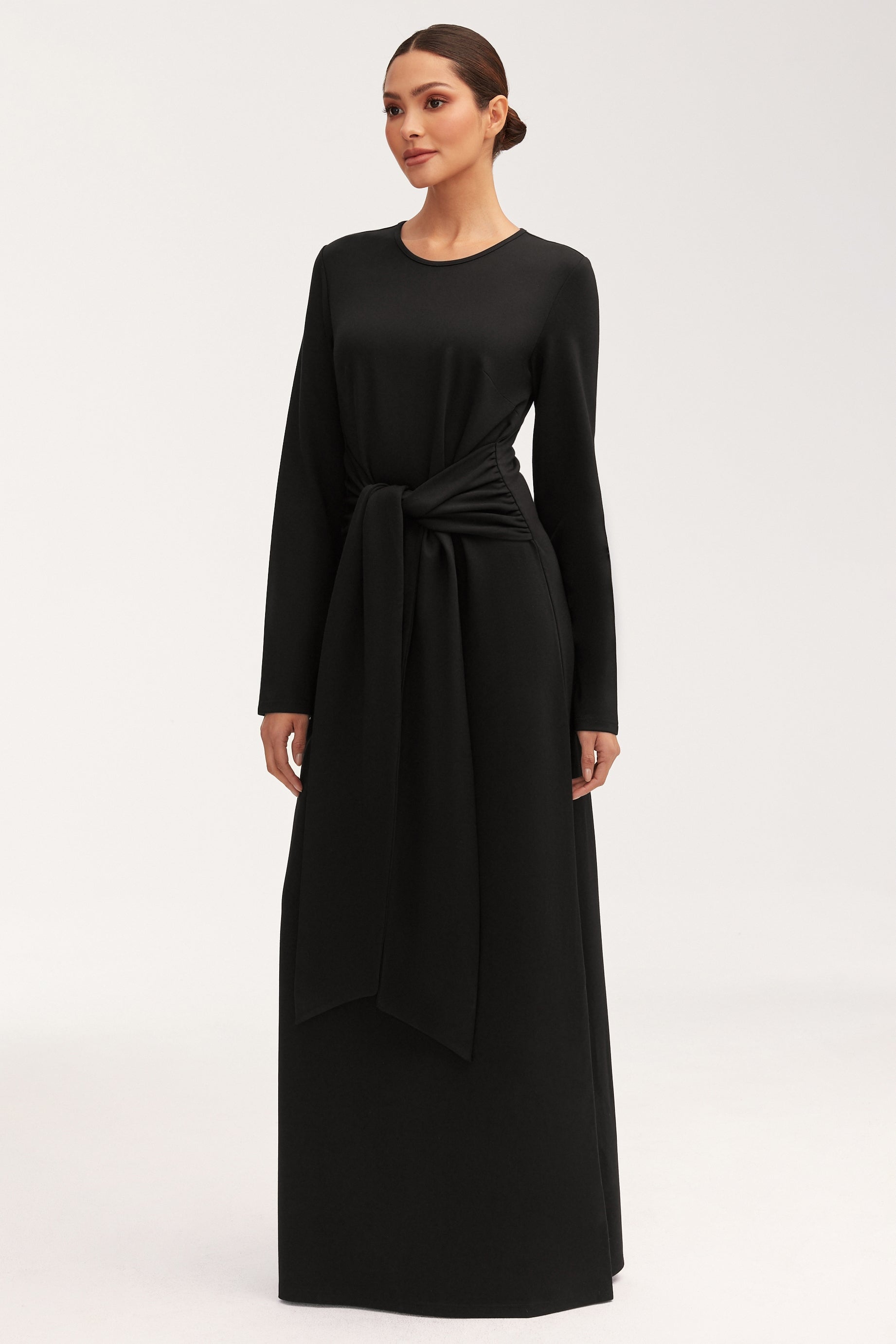 Jersey Tie Front Maxi Dress - Black Clothing Veiled 
