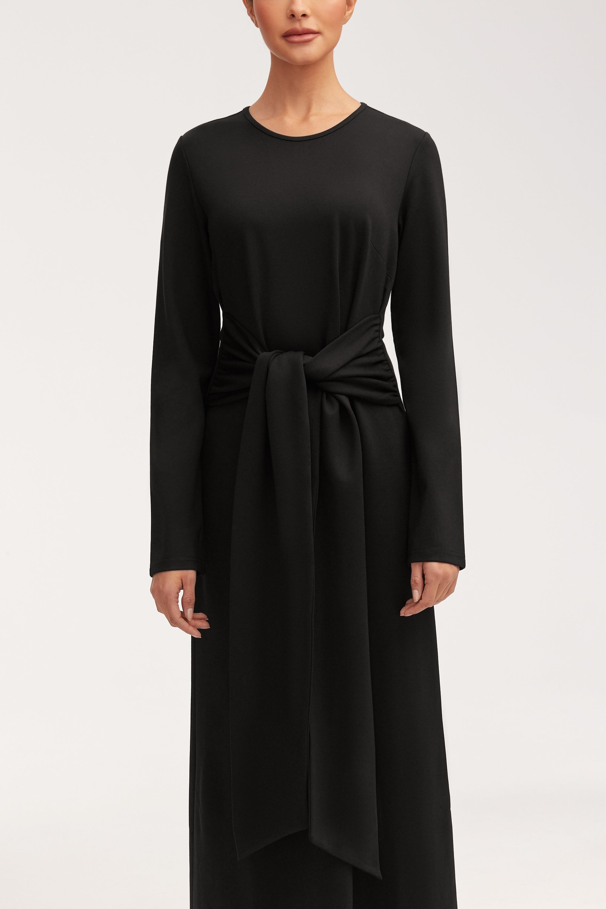 Jersey Tie Front Maxi Dress - Black Clothing Veiled 