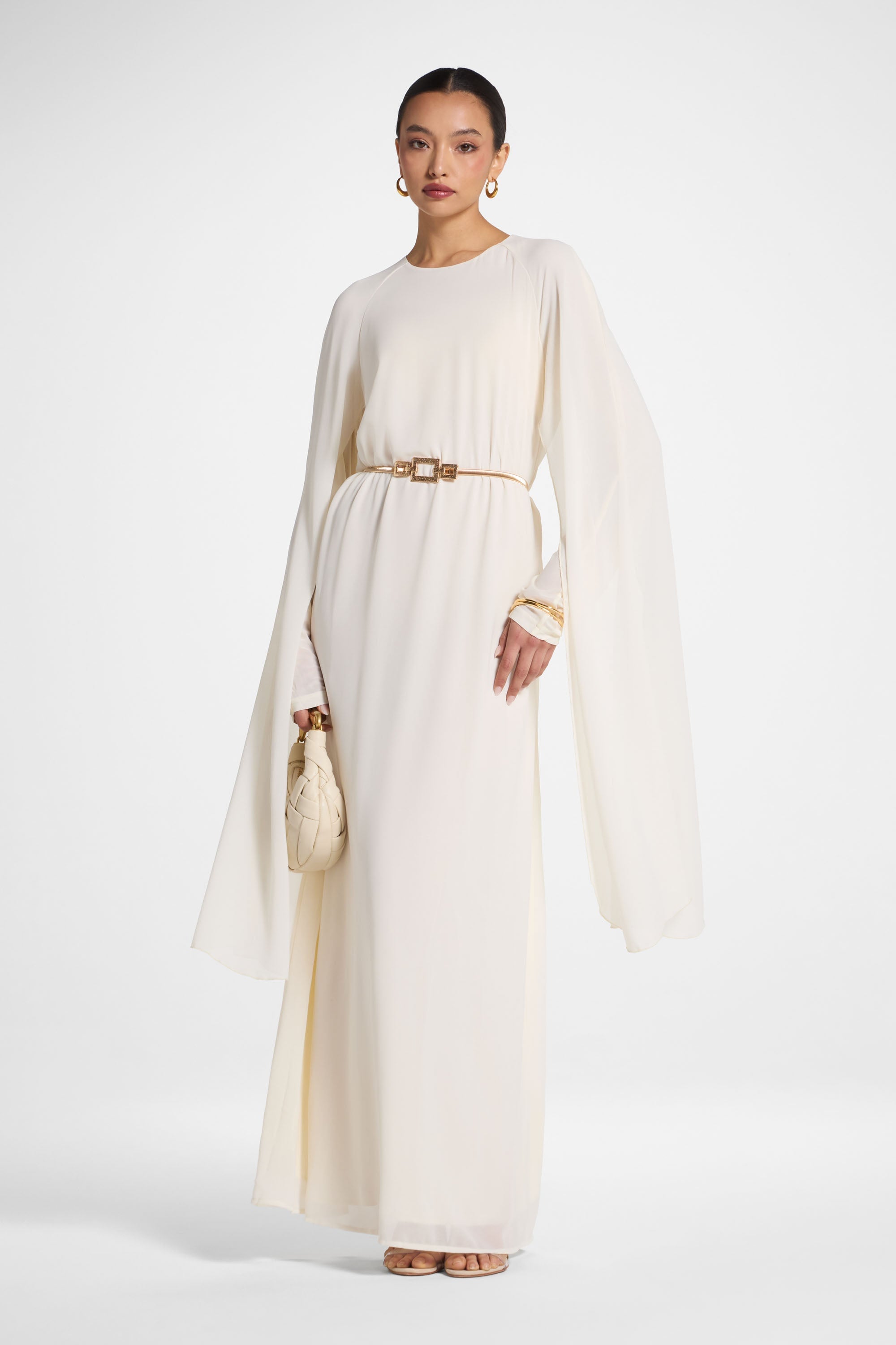 Julia Cape Maxi Dress - Off White Abayas Veiled 