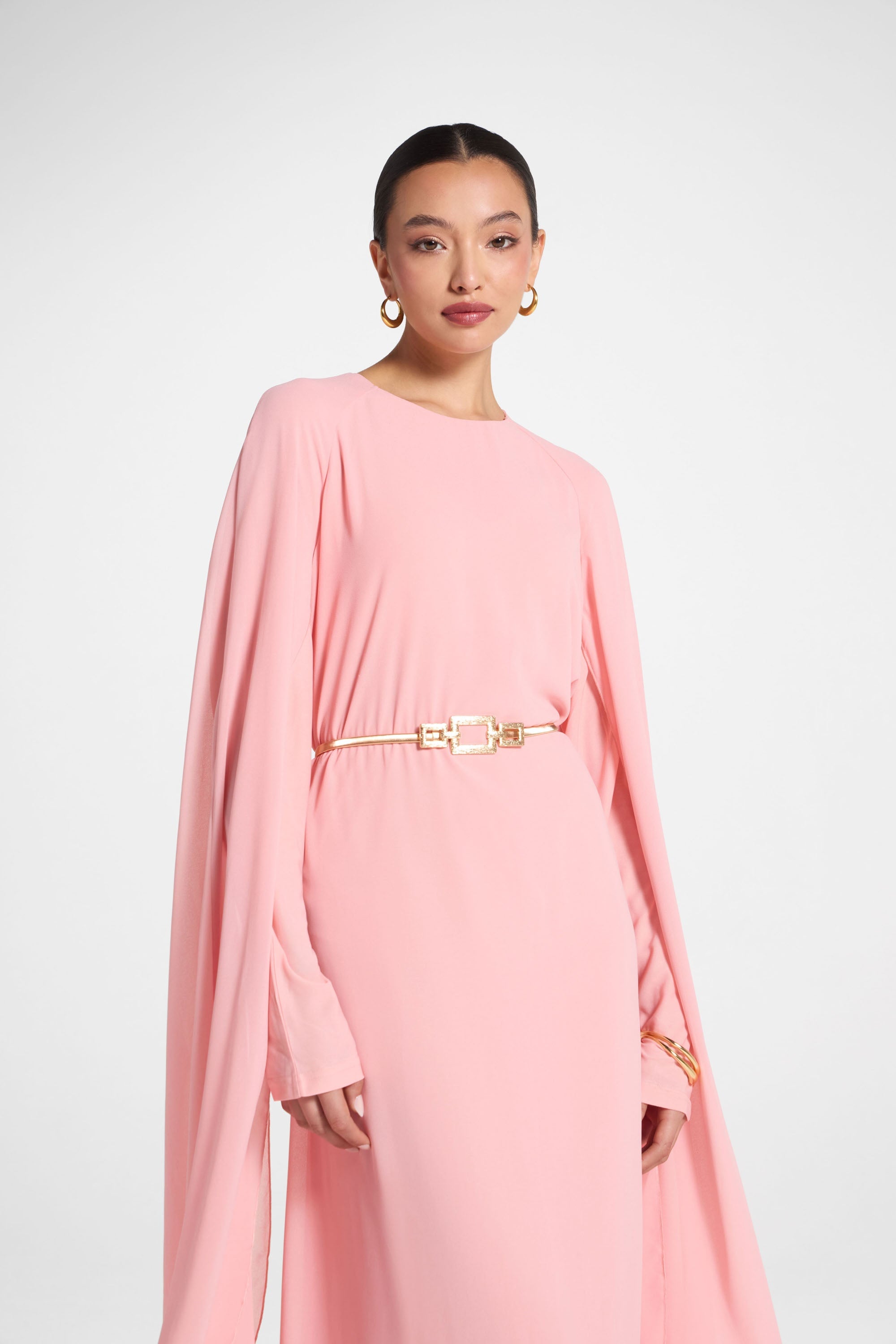 Julia Cape Maxi Dress - Pink Abayas Veiled 