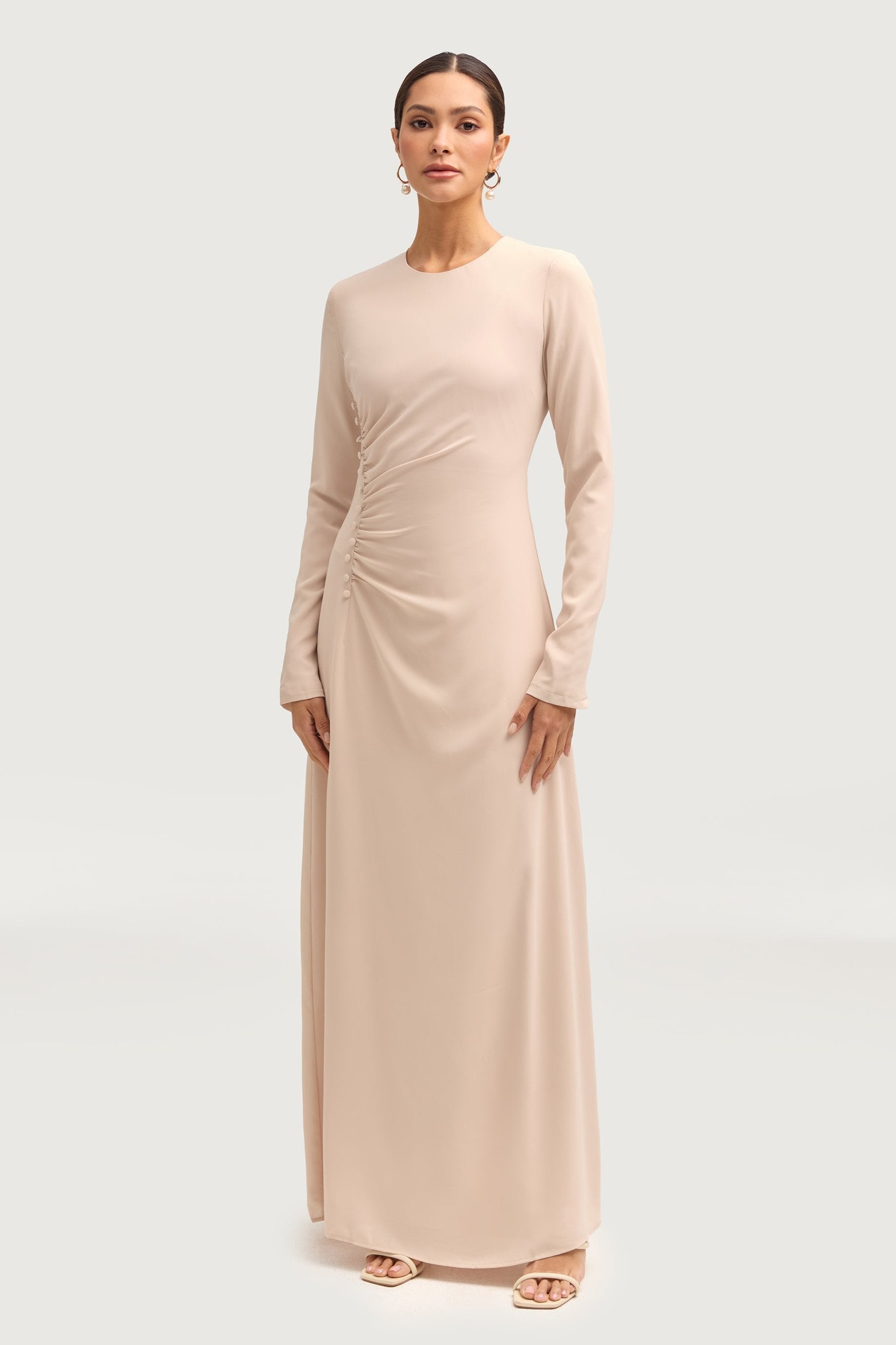 Julia Rouched Maxi Dress - Stone Dresses Veiled 