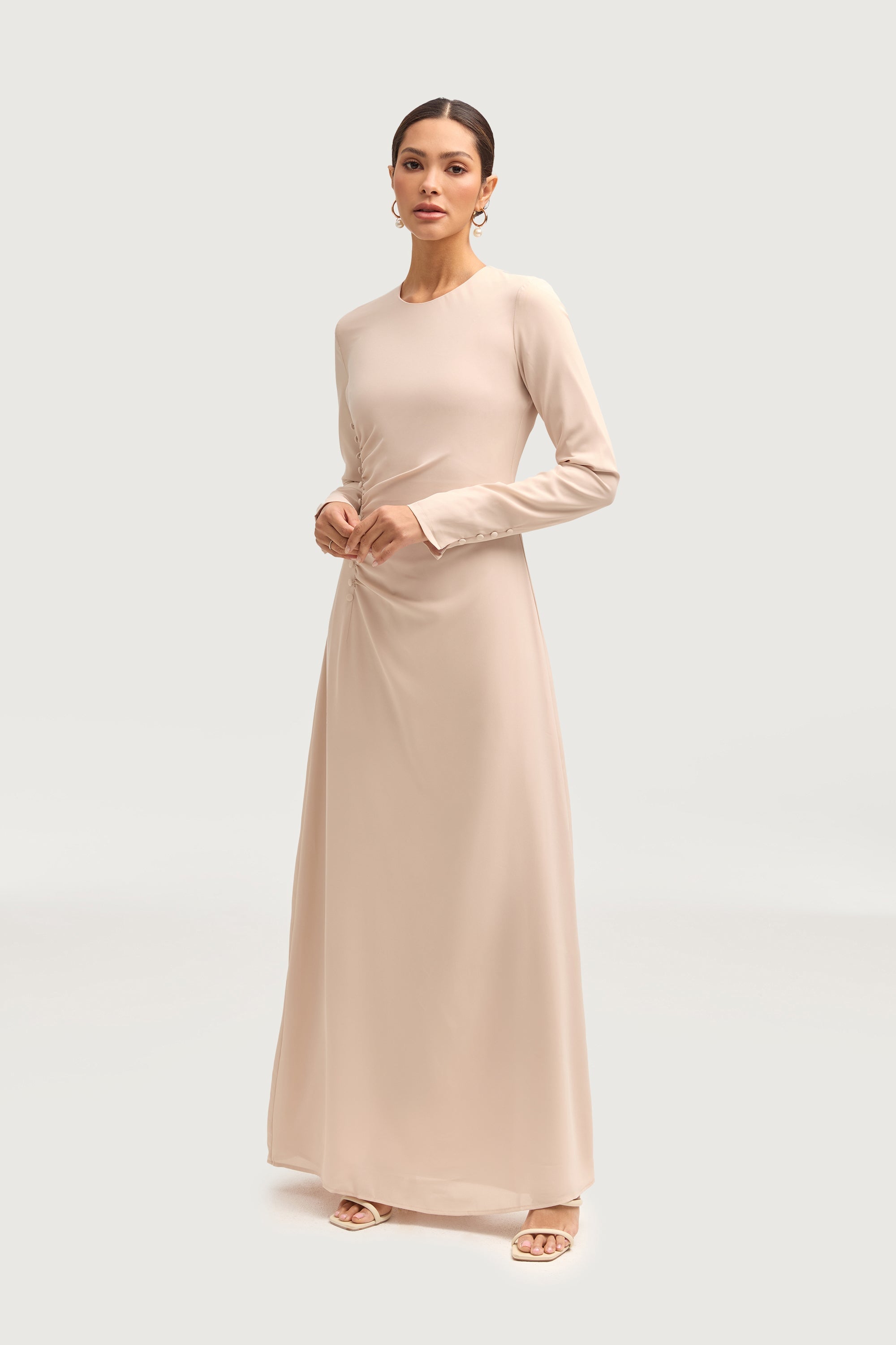 Julia Rouched Maxi Dress - Stone Dresses Veiled 