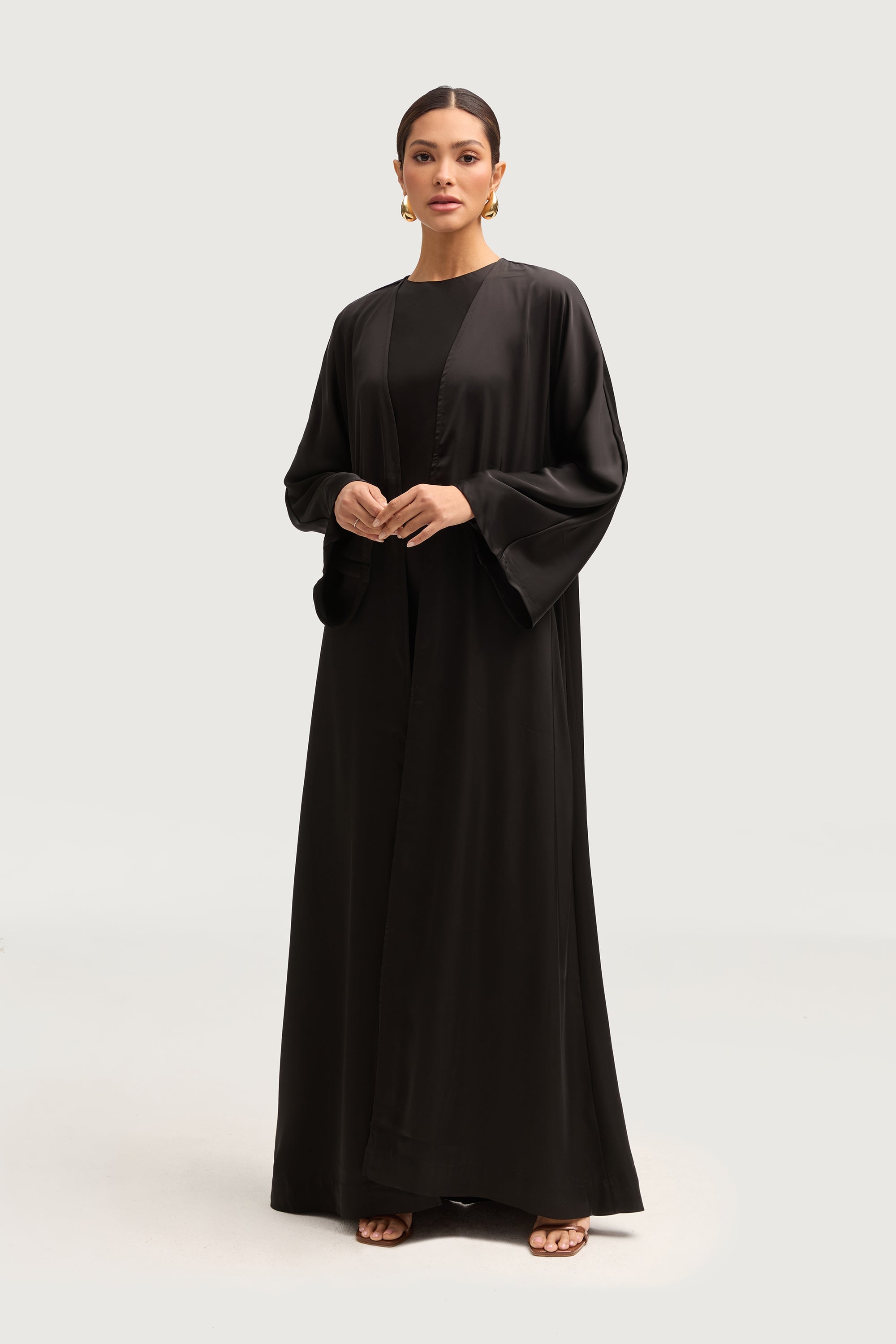 Kamila Open Abaya - Black Abayas Veiled 