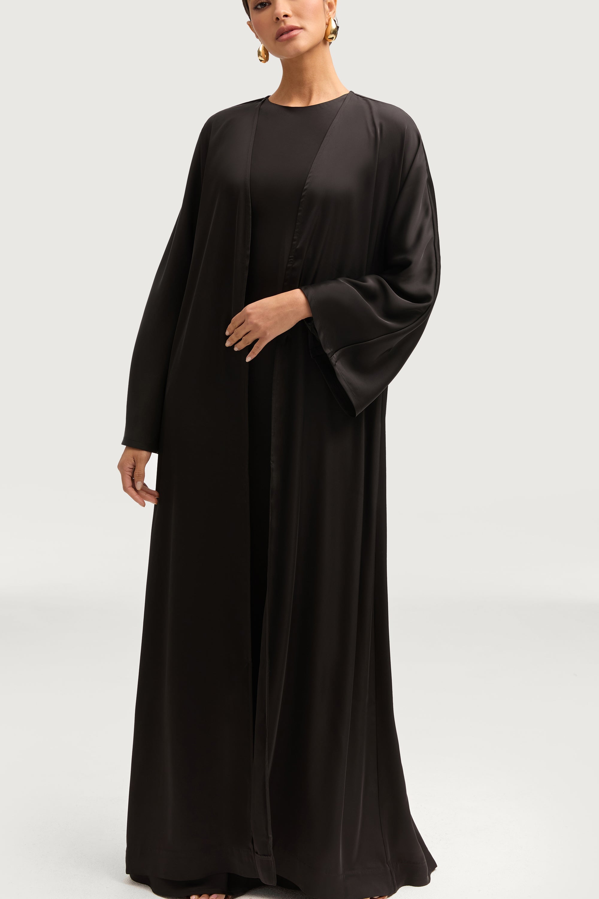 Kamila Open Abaya - Black Abayas Veiled 