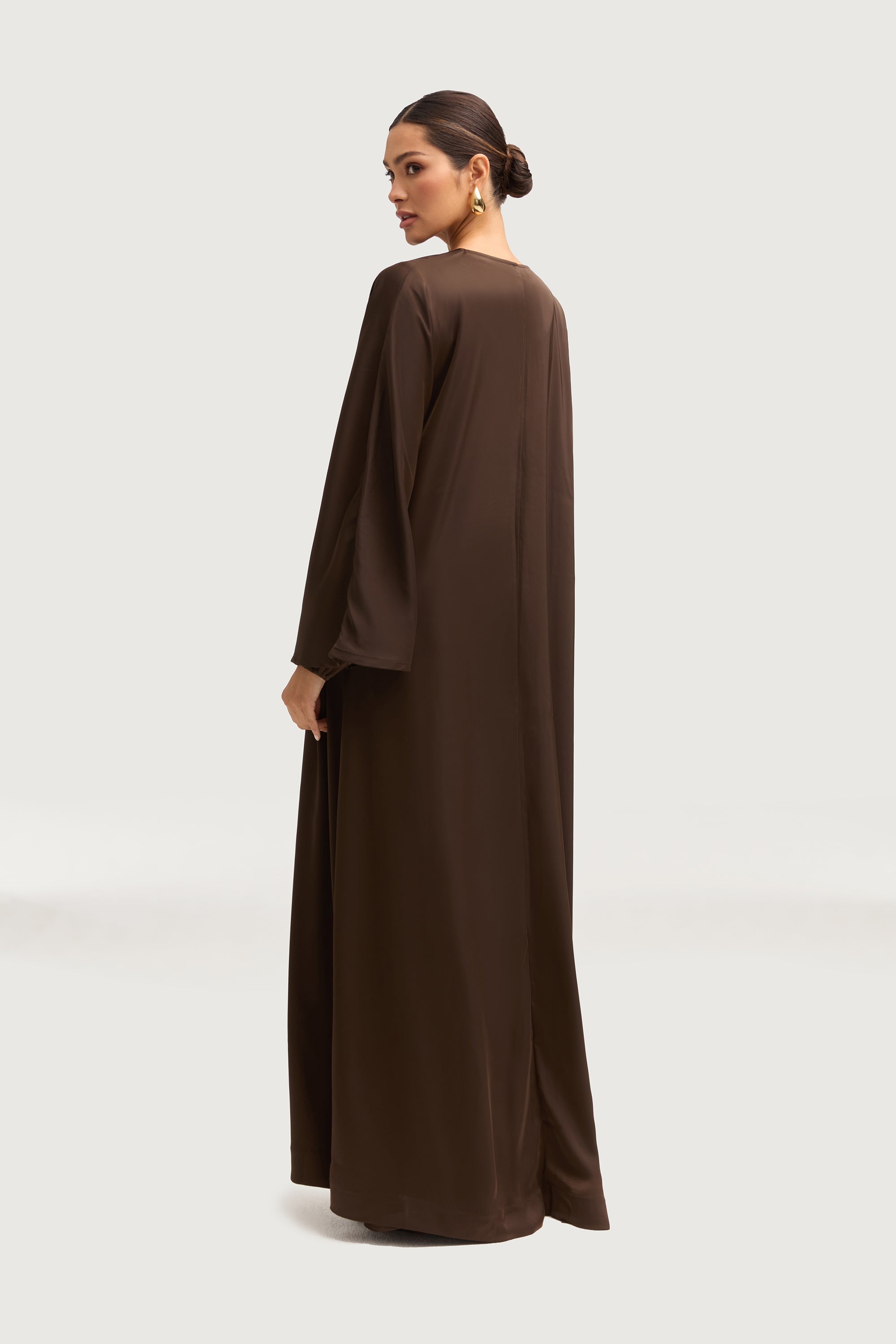 Kamila Open Abaya - Espresso Abayas Veiled 