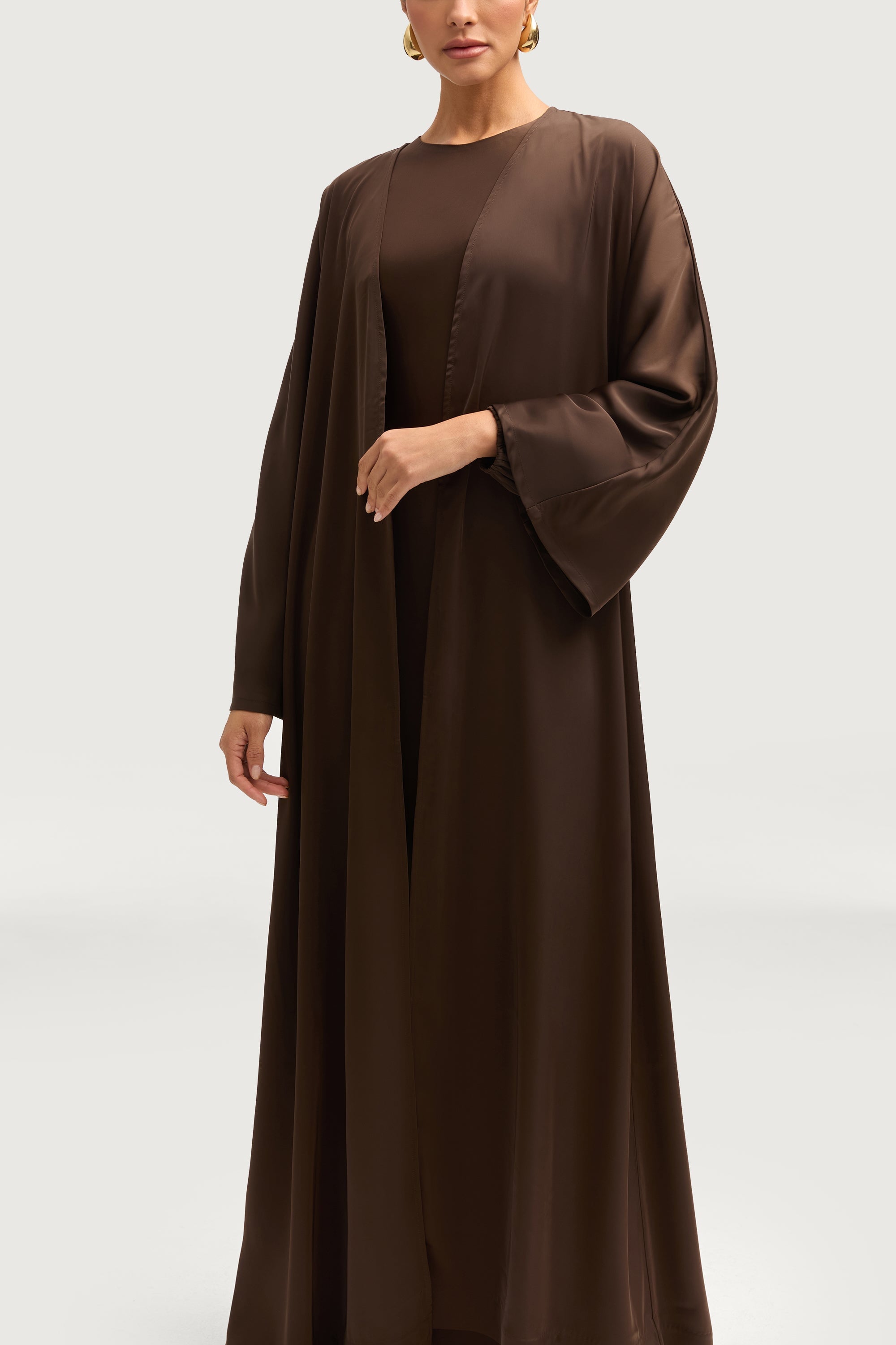 Kamila Open Abaya - Espresso Abayas Veiled 