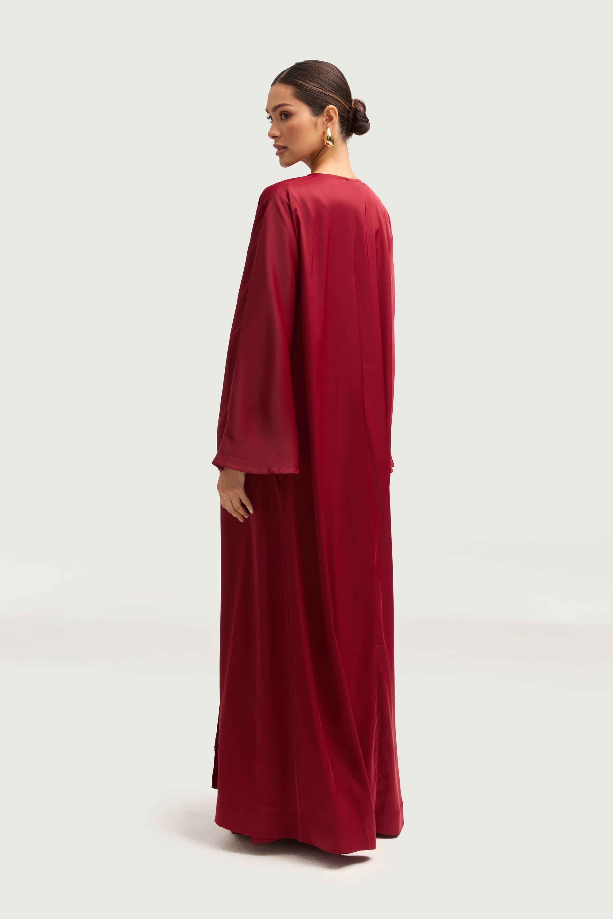 Kamila Open Abaya - Maroon Abayas Veiled 