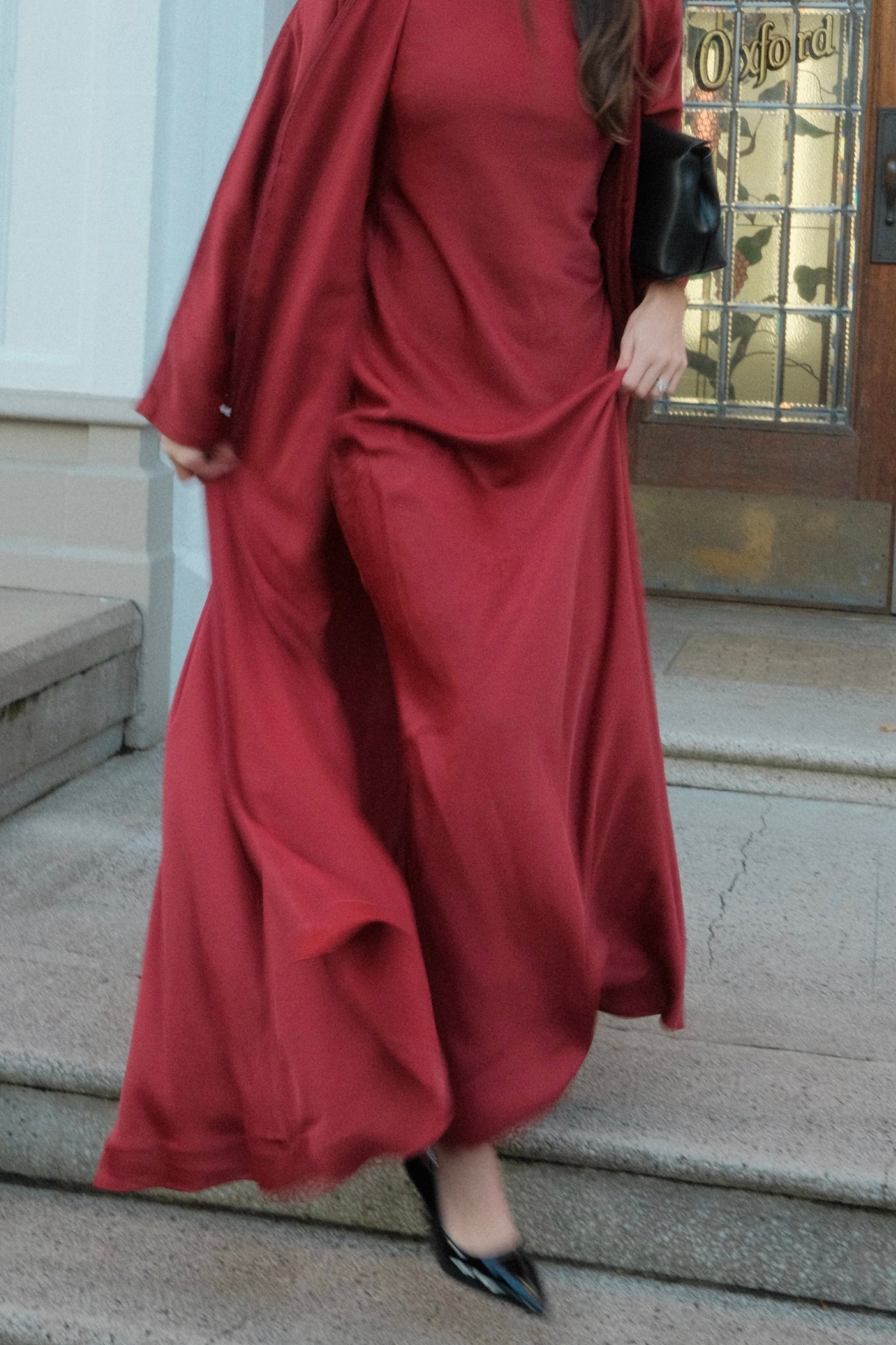 Kamila Open Abaya - Maroon Abayas Veiled 