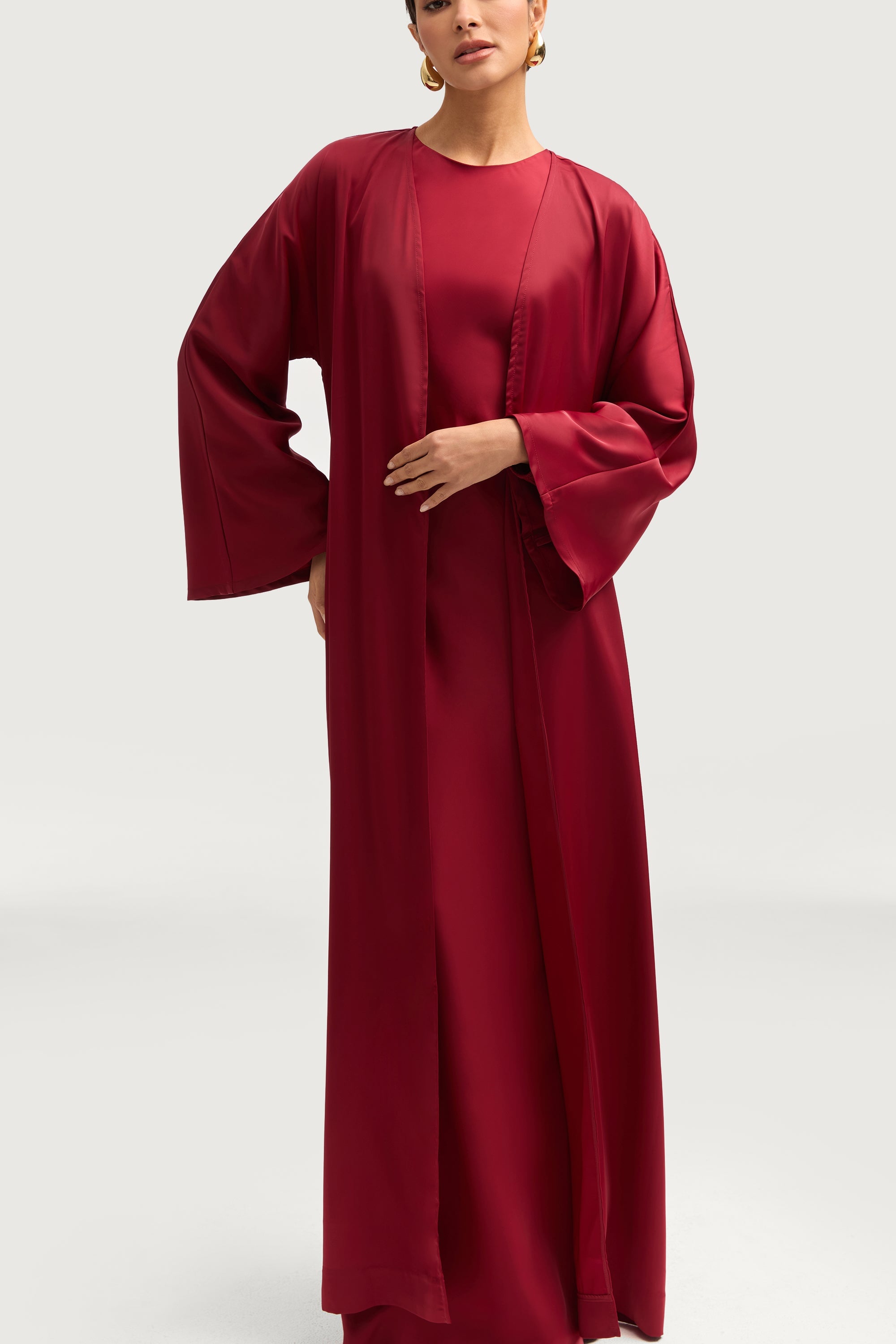 Kamila Open Abaya - Maroon Abayas Veiled 