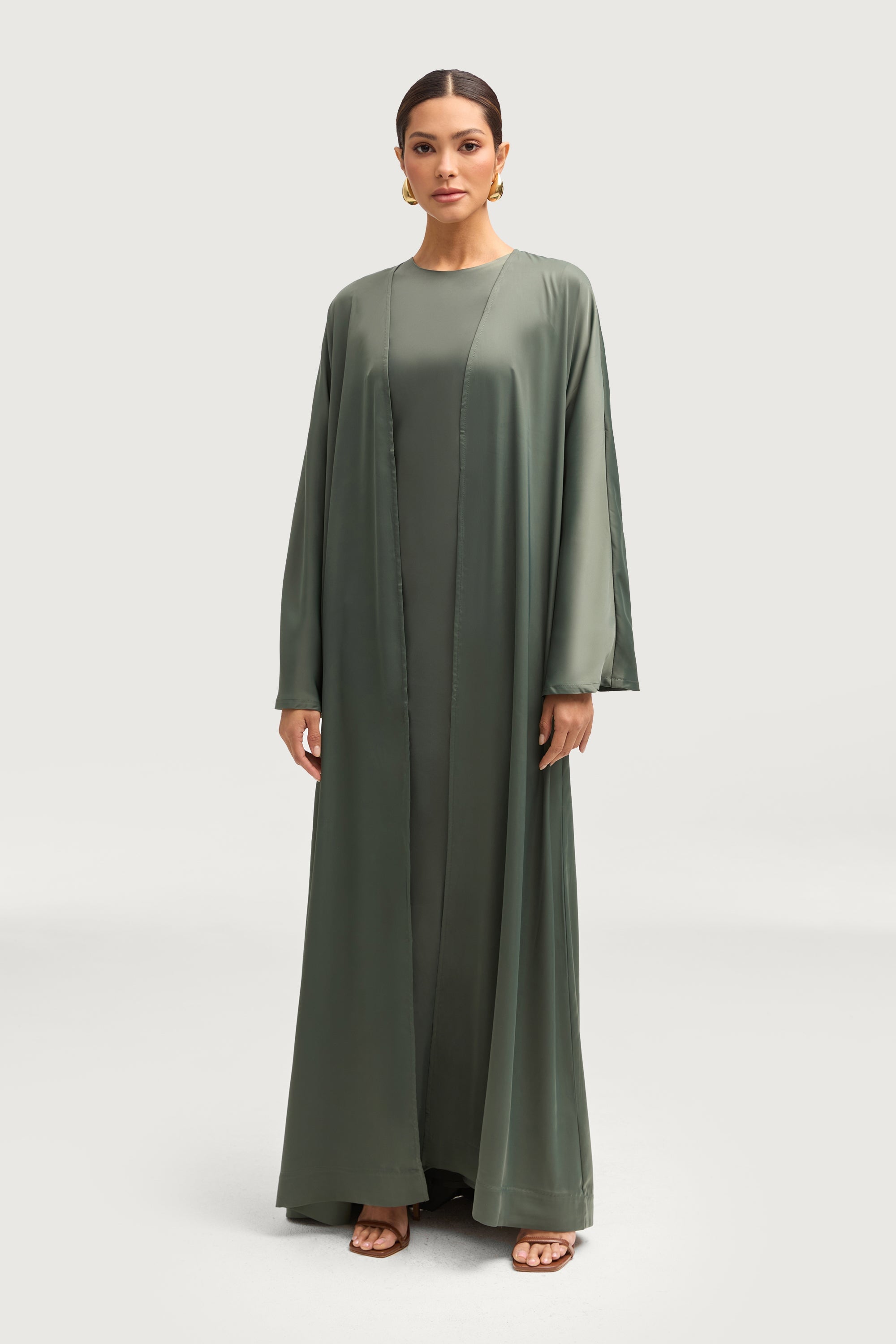 Kamila Open Abaya - Sage Abayas Veiled 