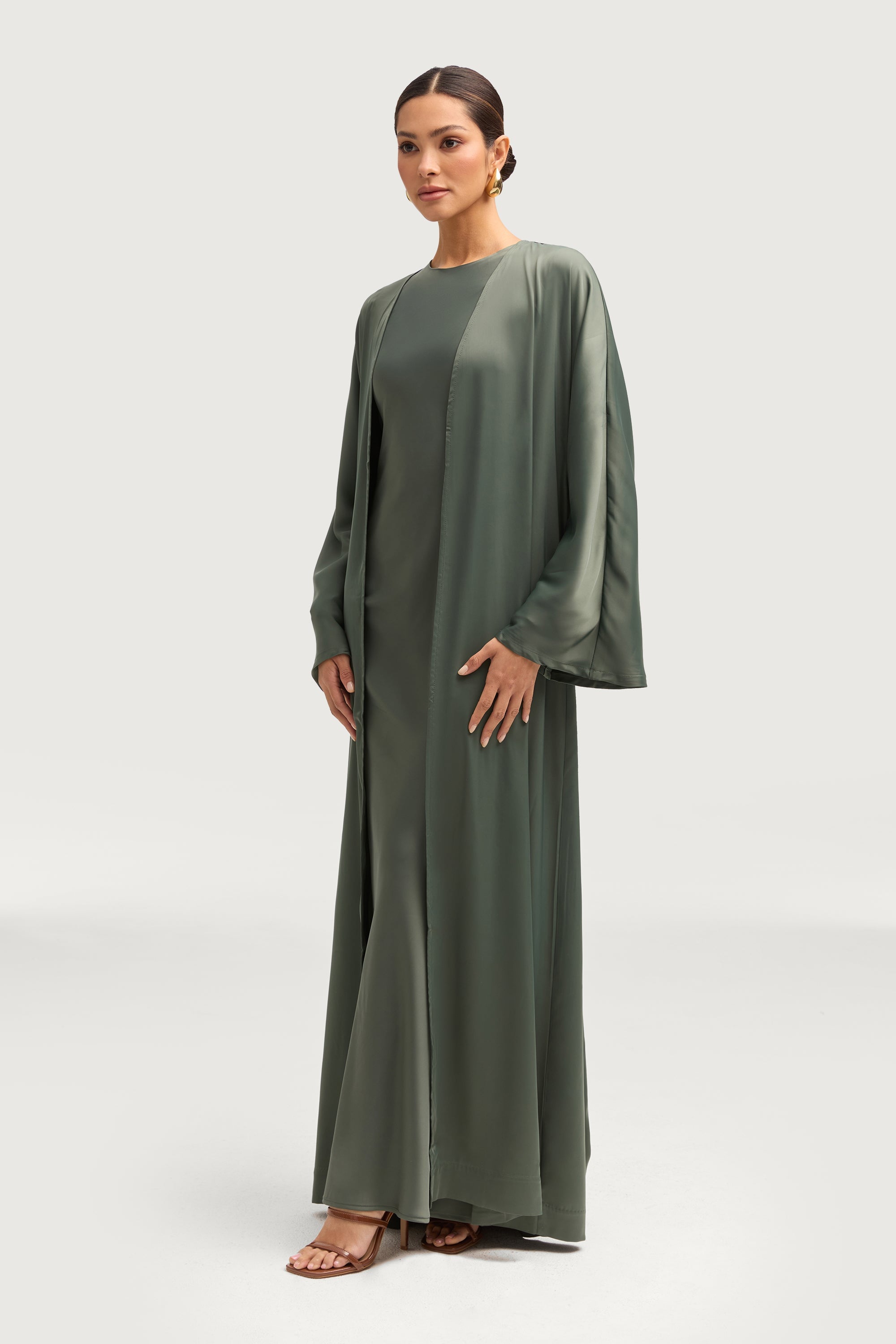 Kamila Open Abaya - Sage Abayas Veiled 