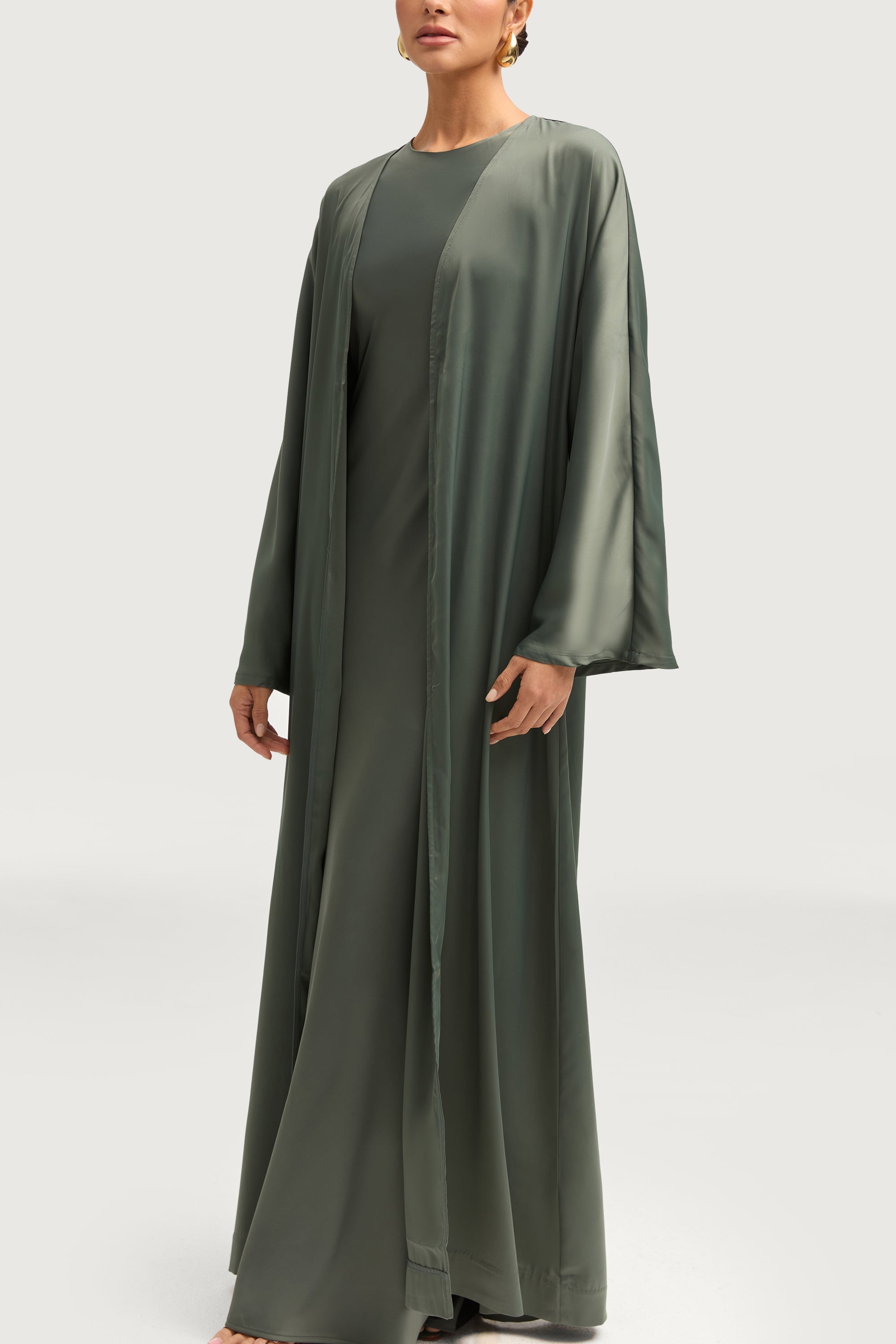 Kamila Open Abaya - Sage Abayas Veiled 