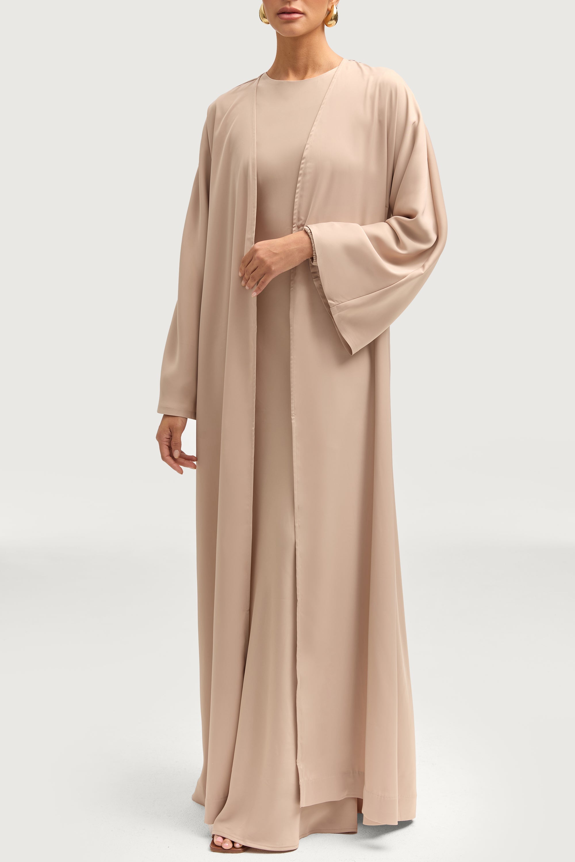 Kamila Open Abaya - Stone Abayas Veiled 