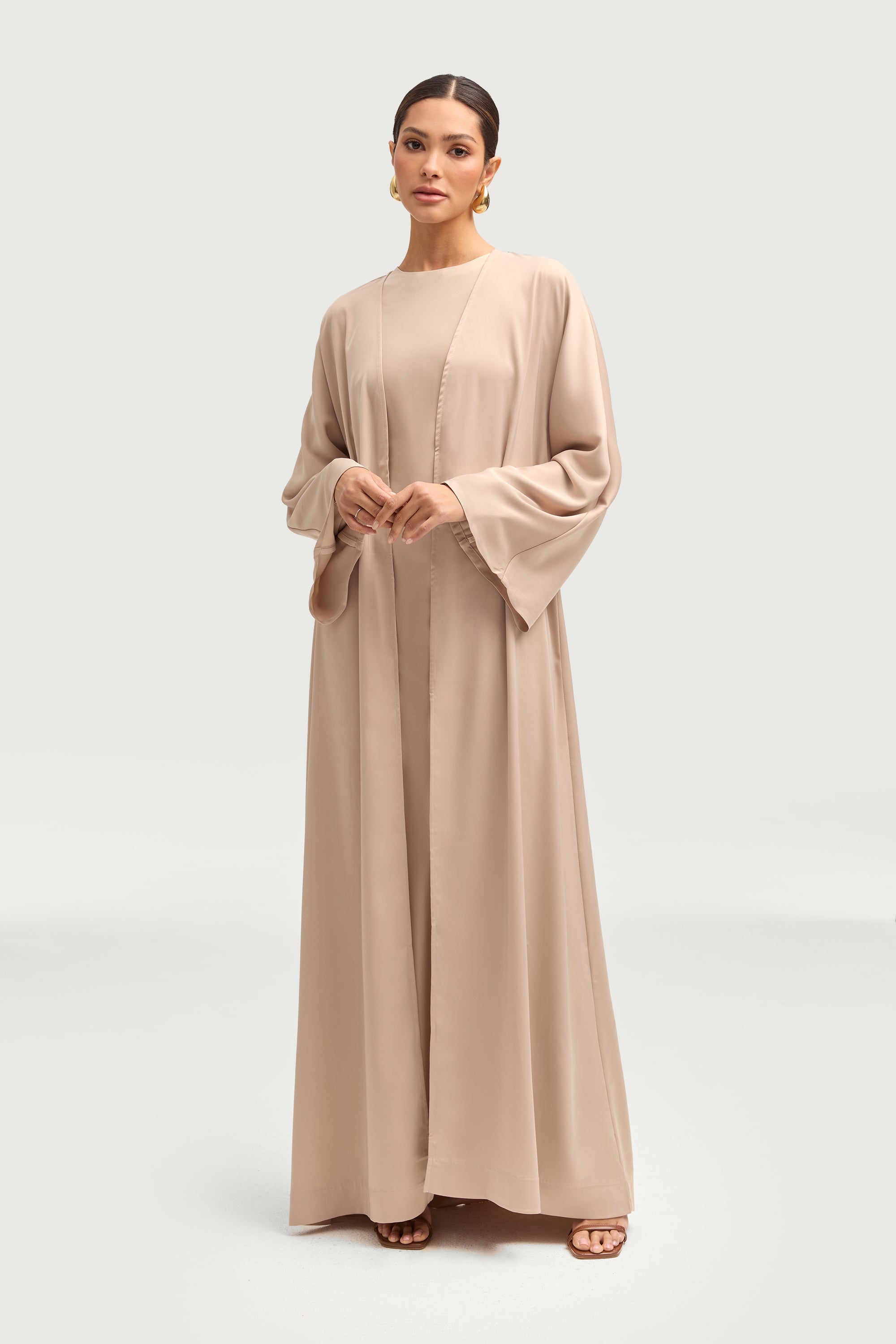 Kamila Open Abaya - Stone Abayas Veiled 