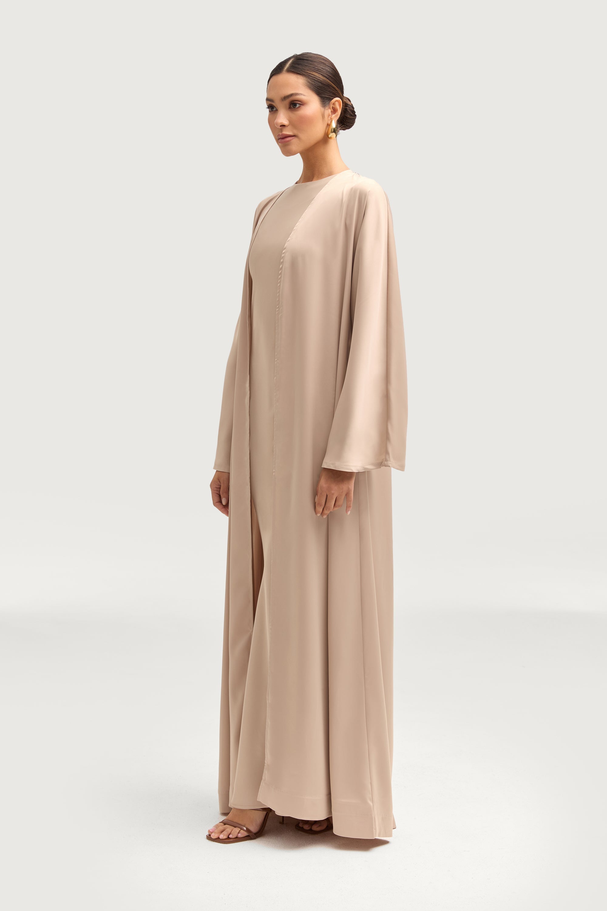 Kamila Open Abaya - Stone Abayas Veiled 